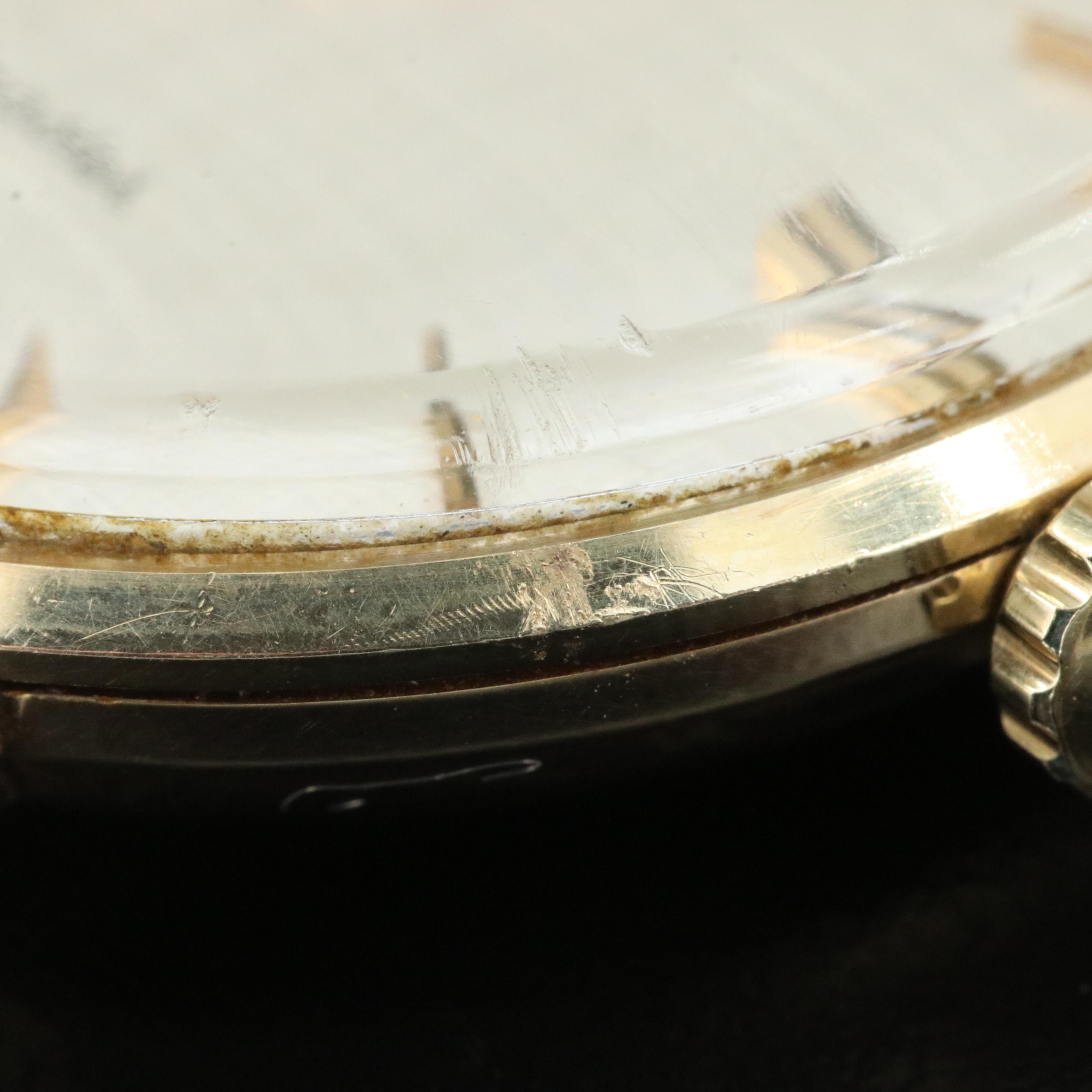 Vintage Omega Seamaster Champagne Linen Dial 14K Gold 34mm Automatic Watch