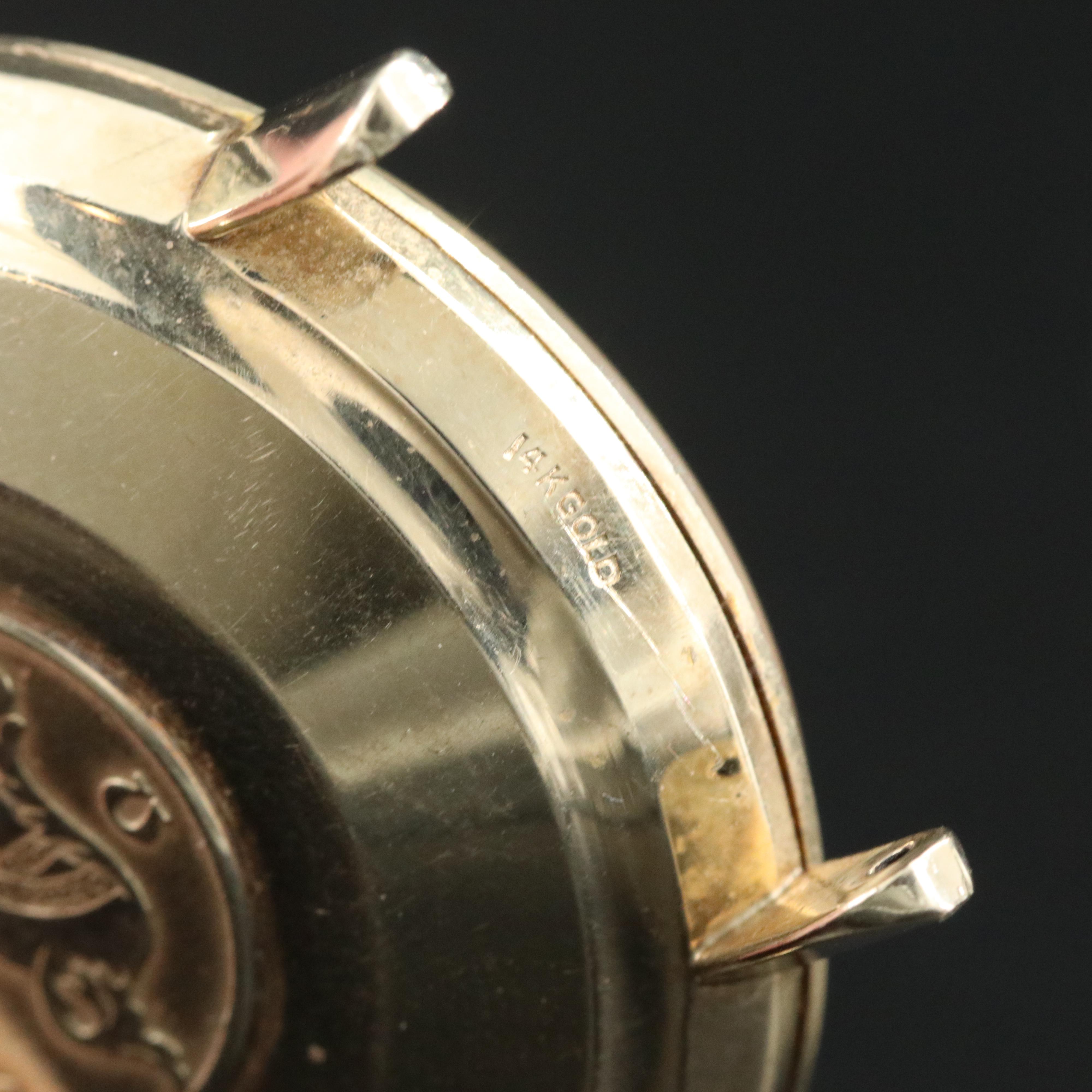 Vintage Omega Seamaster Champagne Linen Dial 14K Gold 34mm Automatic Watch