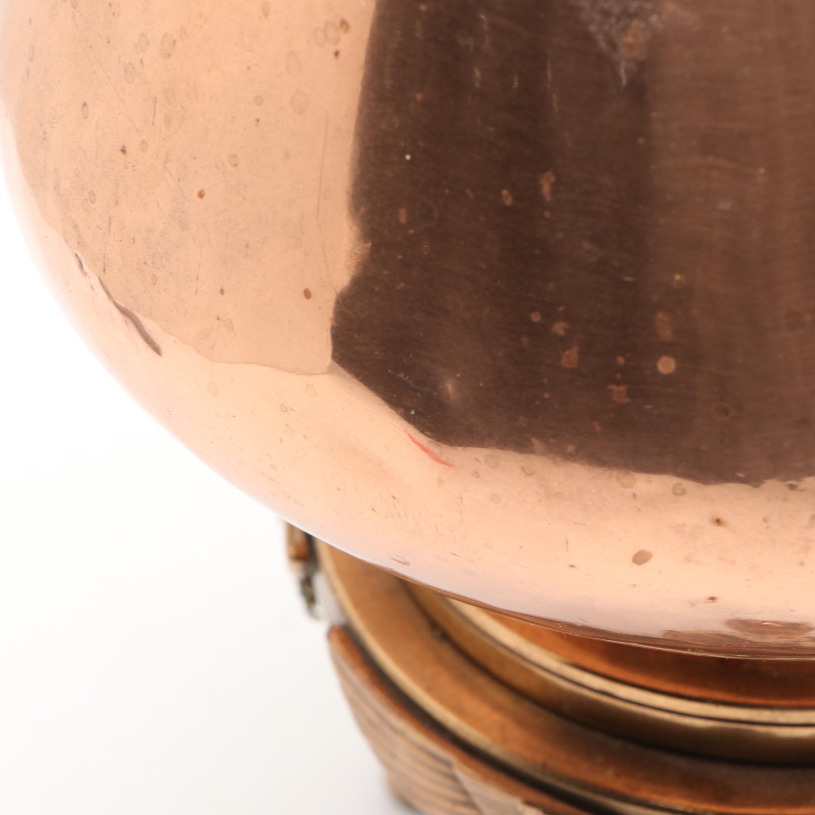 Victorian Caryatid Copper Kettle on Stand with Other Tinned Copper Charger