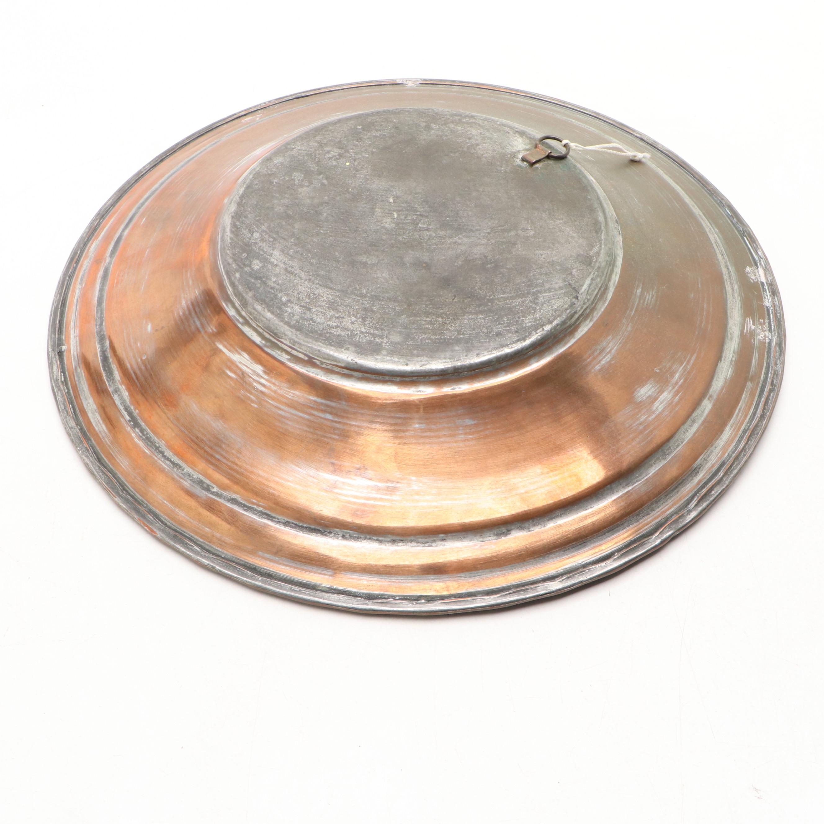 Victorian Caryatid Copper Kettle on Stand with Other Tinned Copper Charger