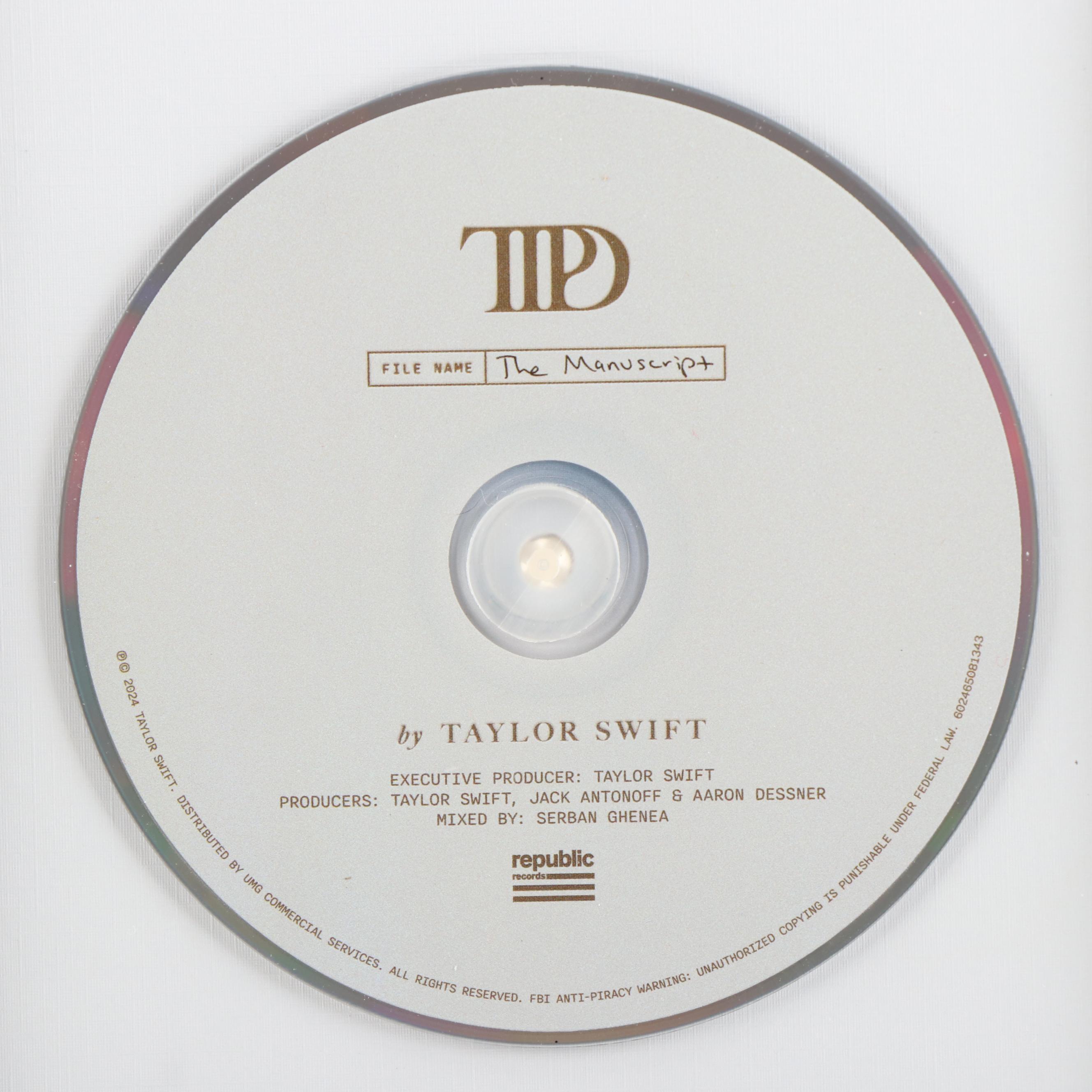Taylor Swift Signed "The Tortured Poets Department" CD Card in Frame, JSA
