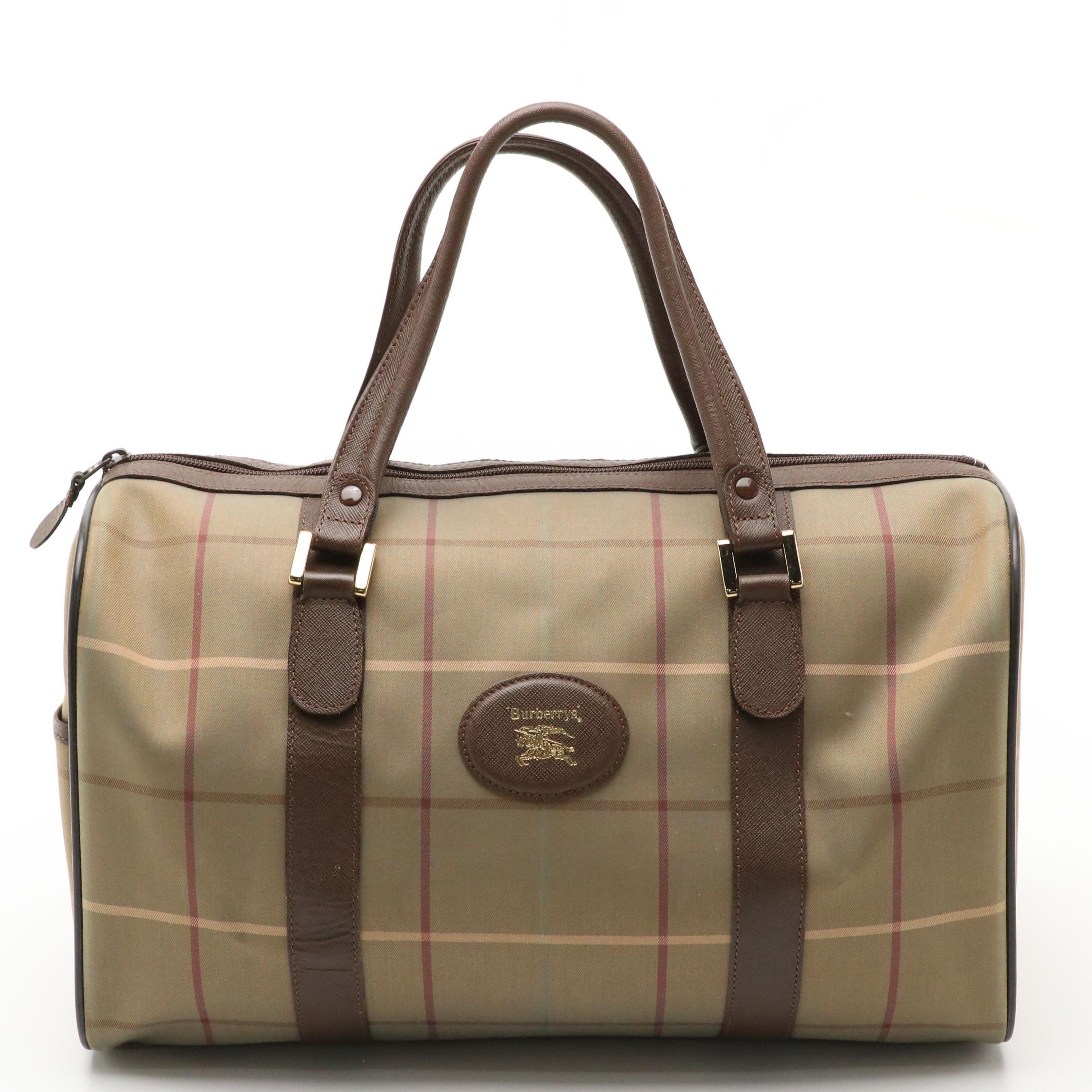 Burberrys Boston Bag in Vintage Check Canvas and Leather