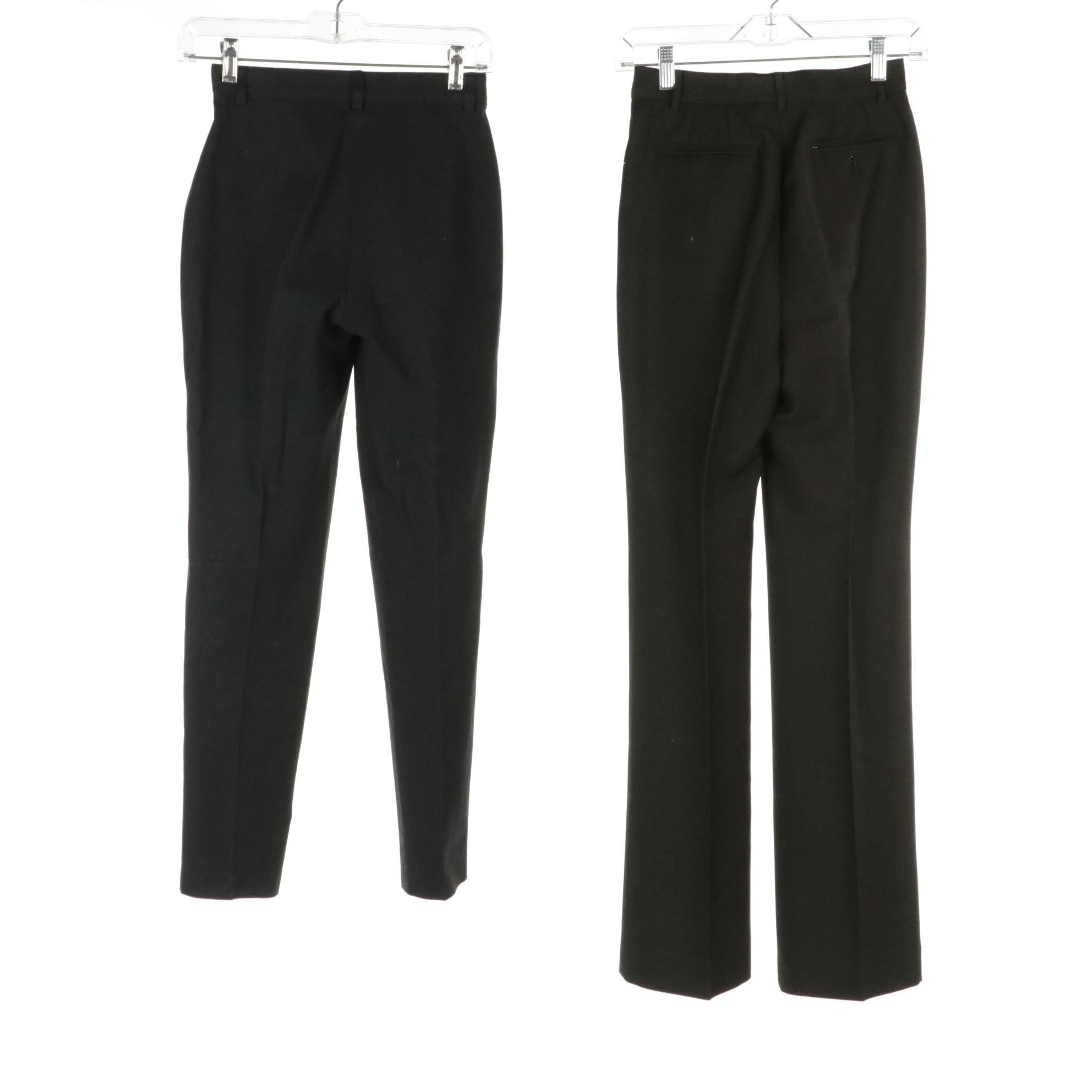 Gucci Herringbone Wool/Mohair Flair and Prada Stretch Cotton Slim Trousers