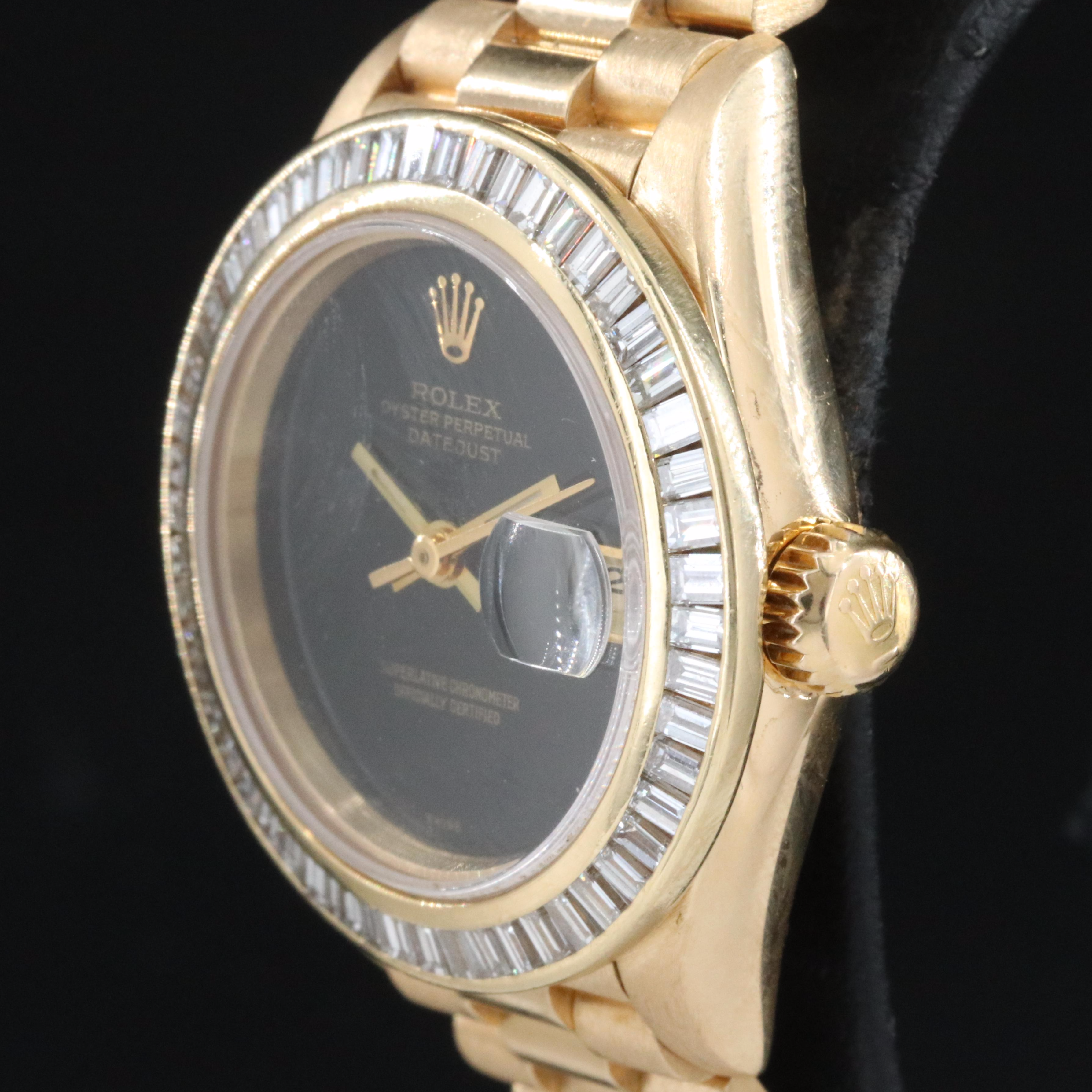 Rolex Datejust 69178 Custom Diamond Bezel & Dial 26mm 18K Gold Automatic Watch