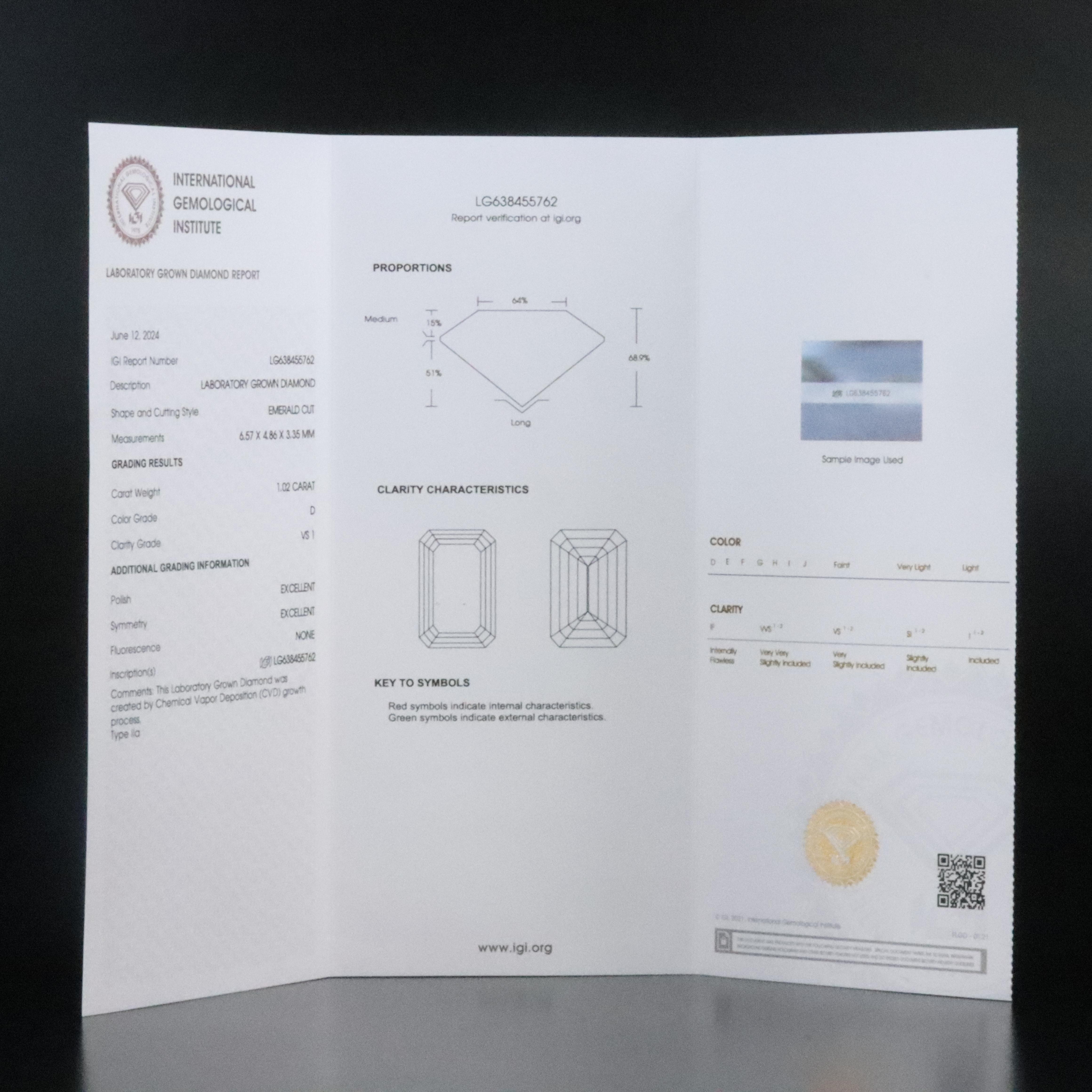Platinum 7.17 CTW Lab Grown Diamond Ring with IGI Reports