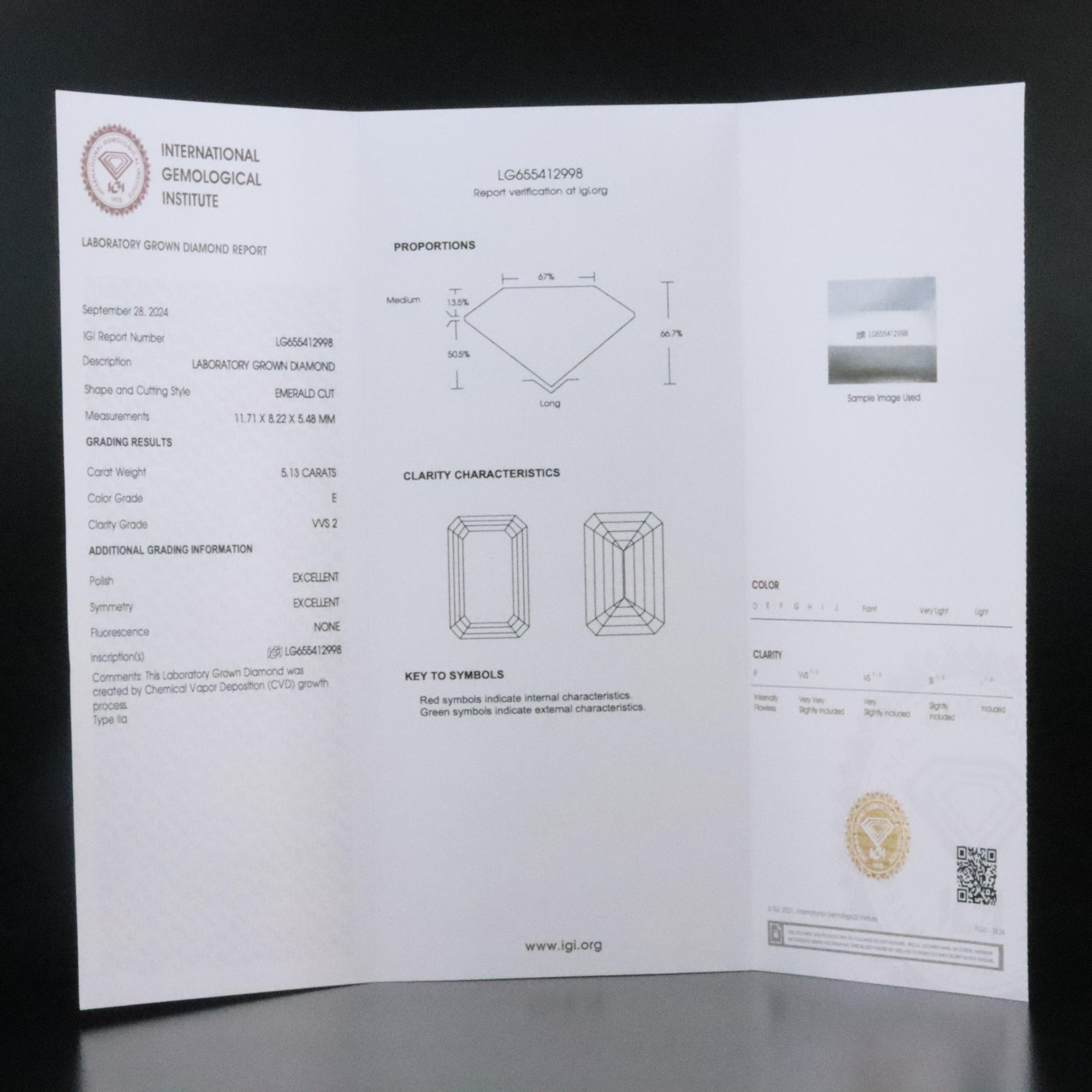 Platinum 7.17 CTW Lab Grown Diamond Ring with IGI Reports