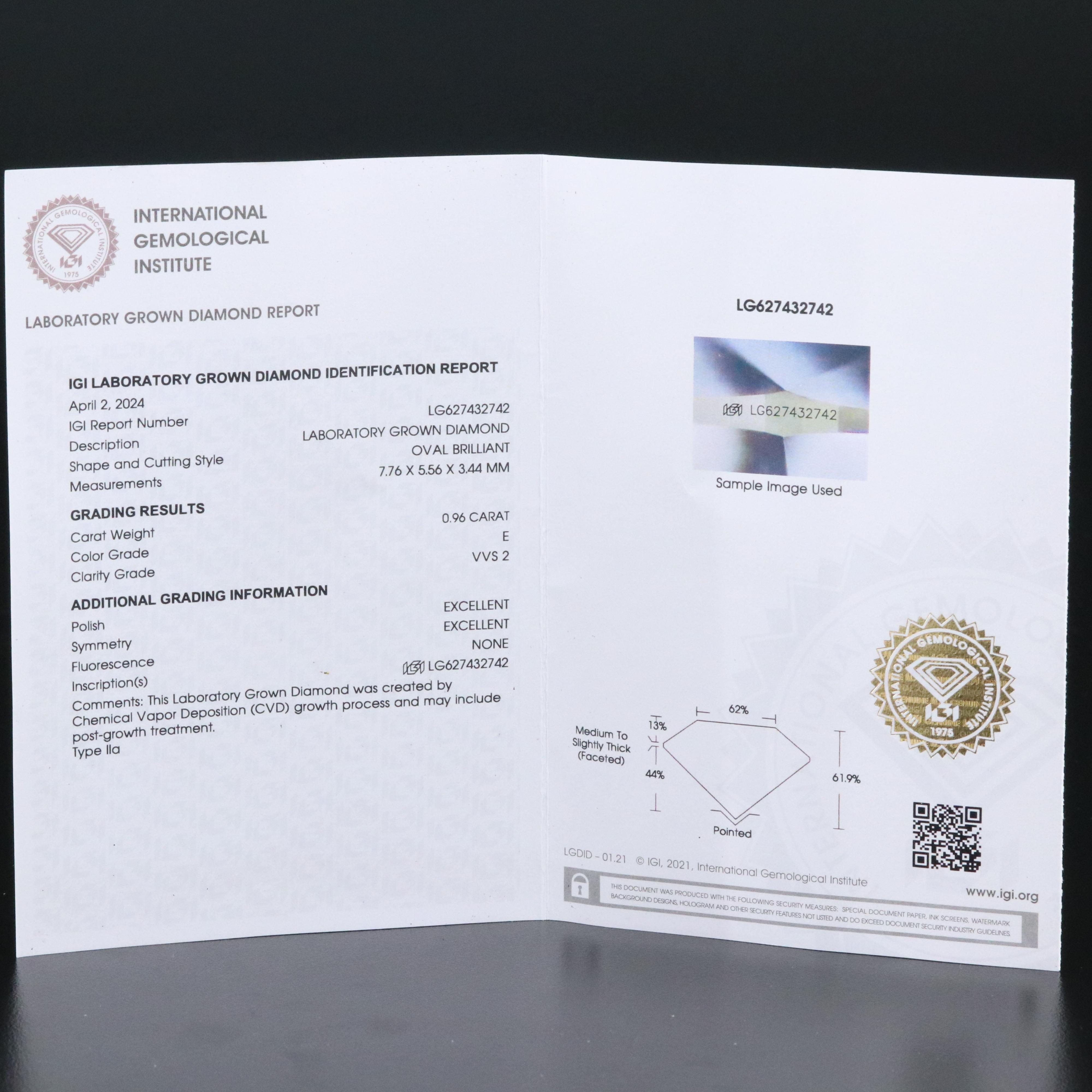 Platinum 7.29 CTW Lab Grown Diamond Ring with IGI Reports