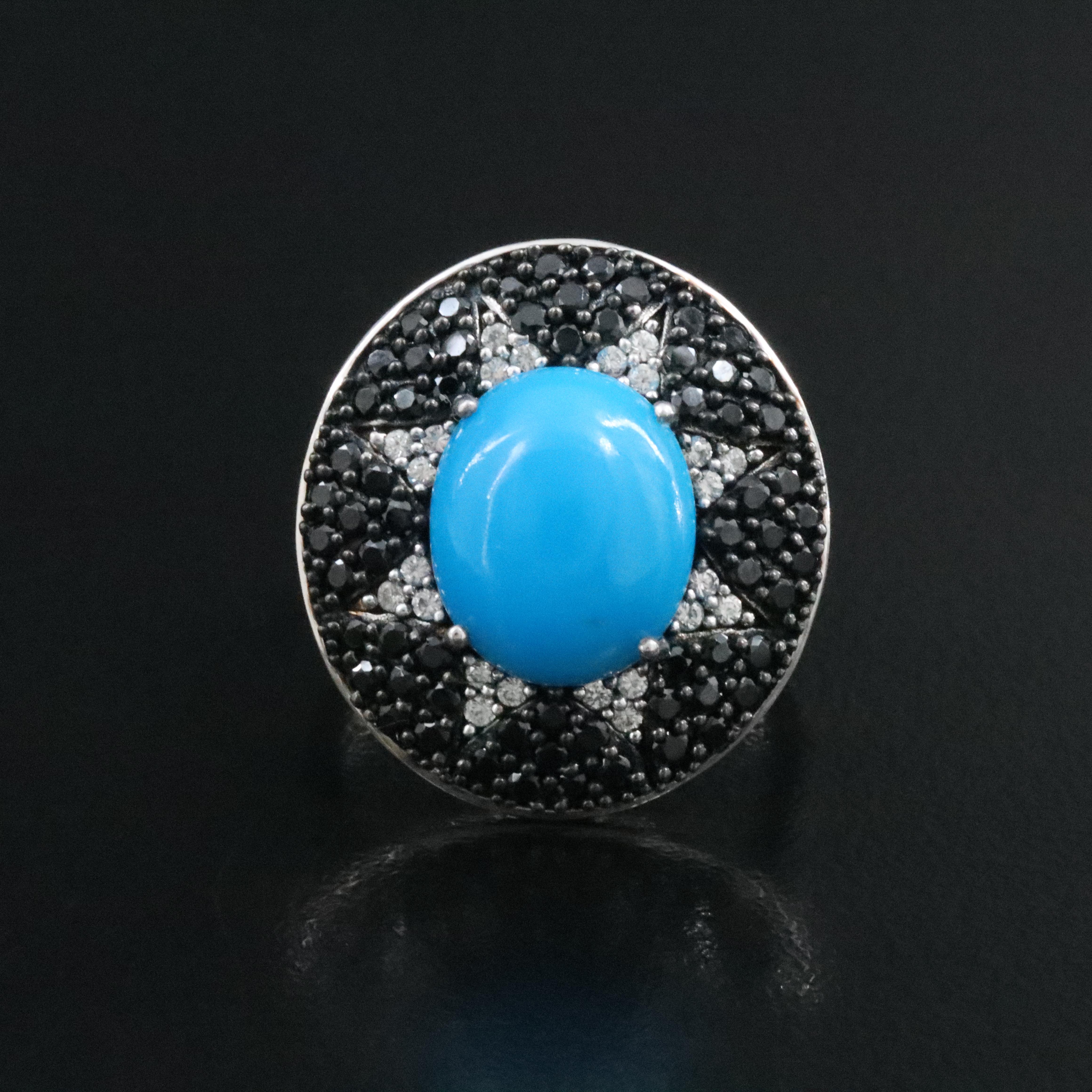 Sterling Faux Turquoise, Zircon and Spinel Ring