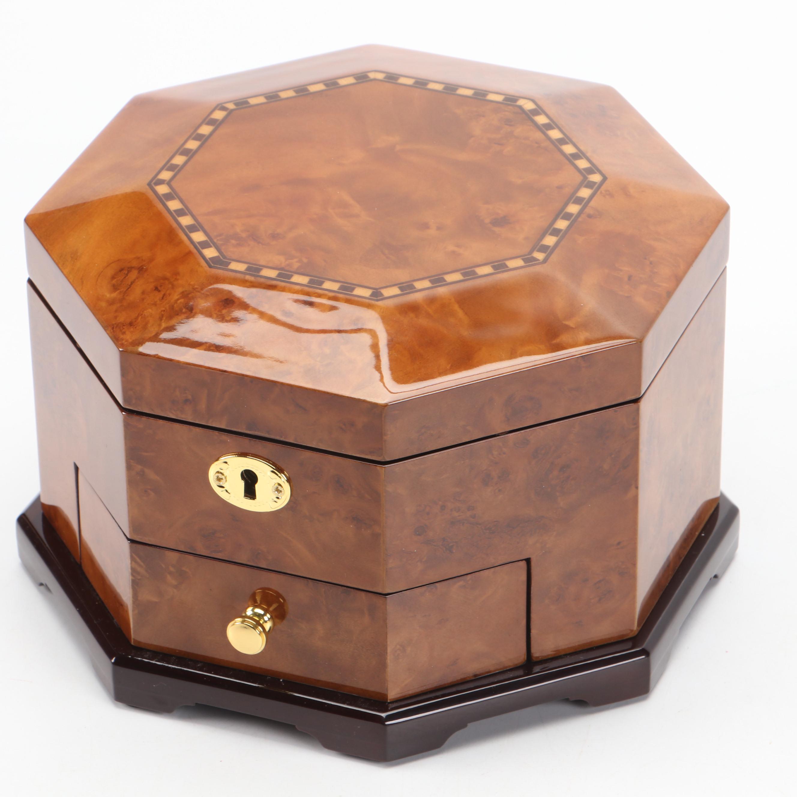 Jere Burl Wood Octagonal Jewelry Box