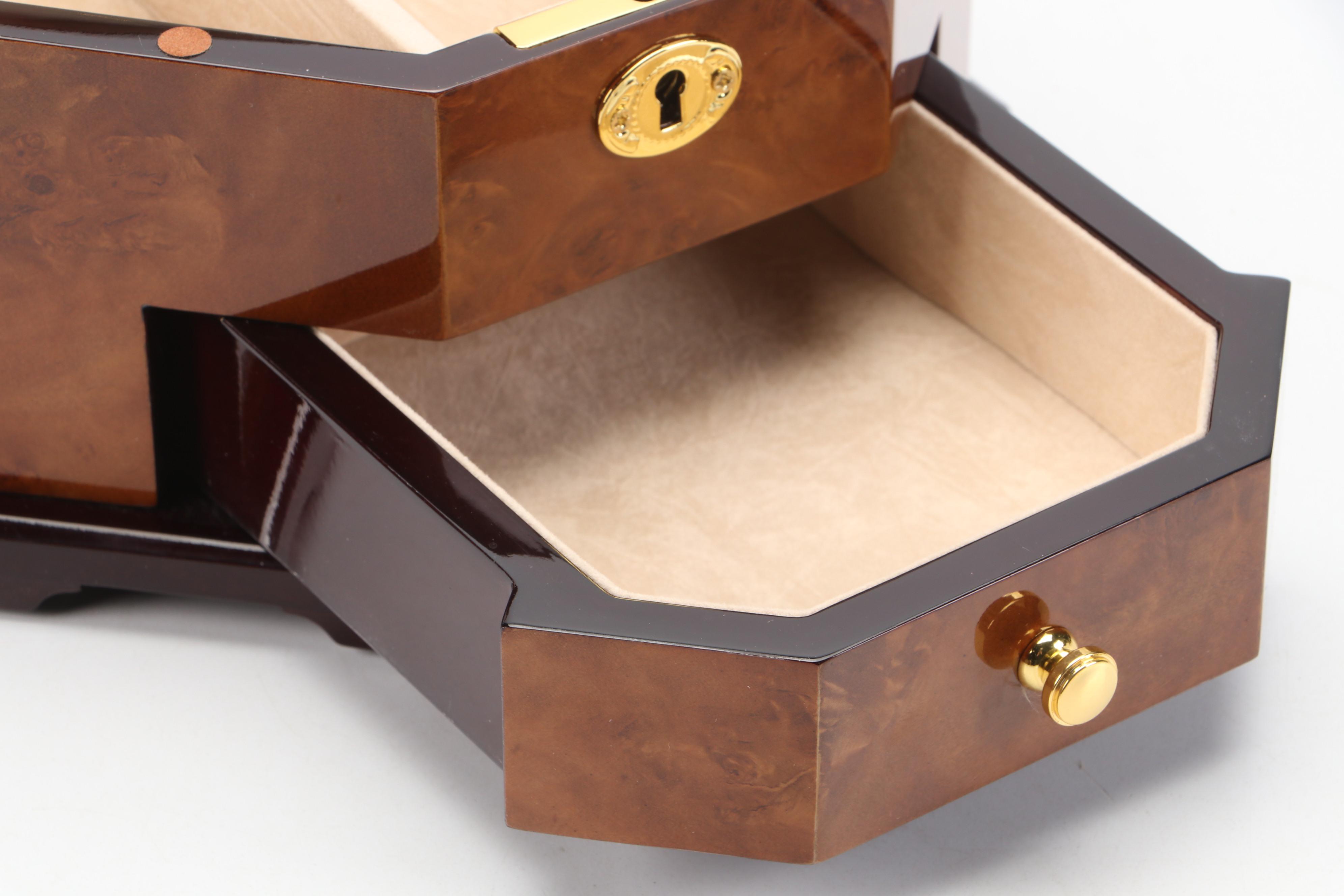 Jere Burl Wood Octagonal Jewelry Box