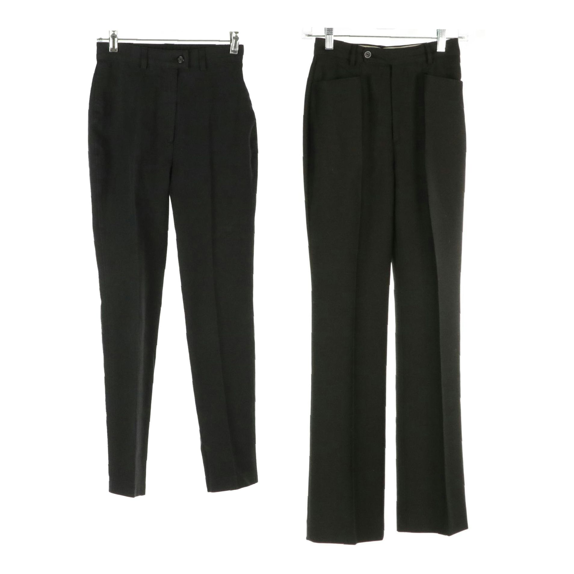 Gucci Herringbone Wool/Mohair Flair and Prada Stretch Cotton Slim Trousers