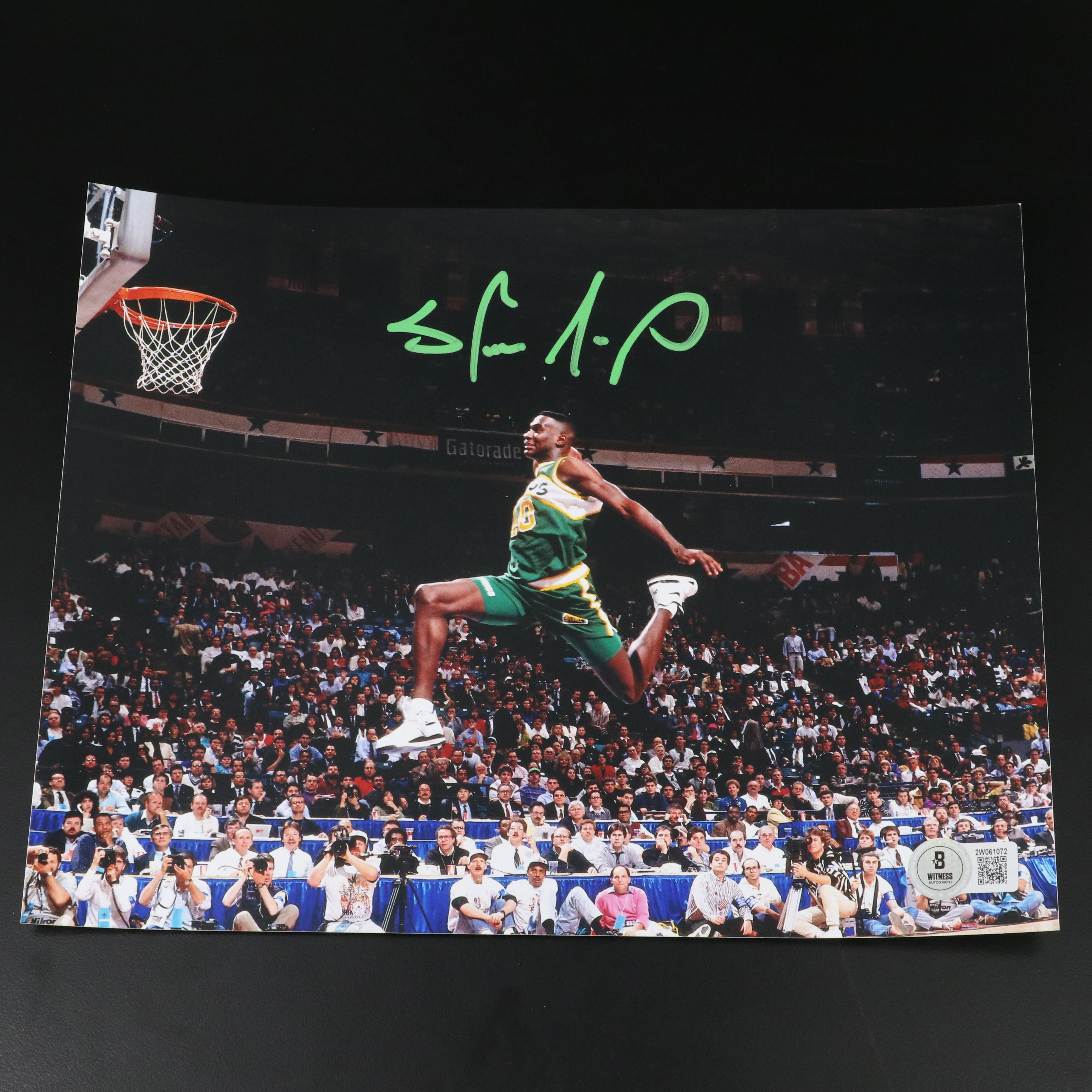 Shawn Kemp Signed Seattle SuperSonics Slam Dunk Contest Print, Beckett