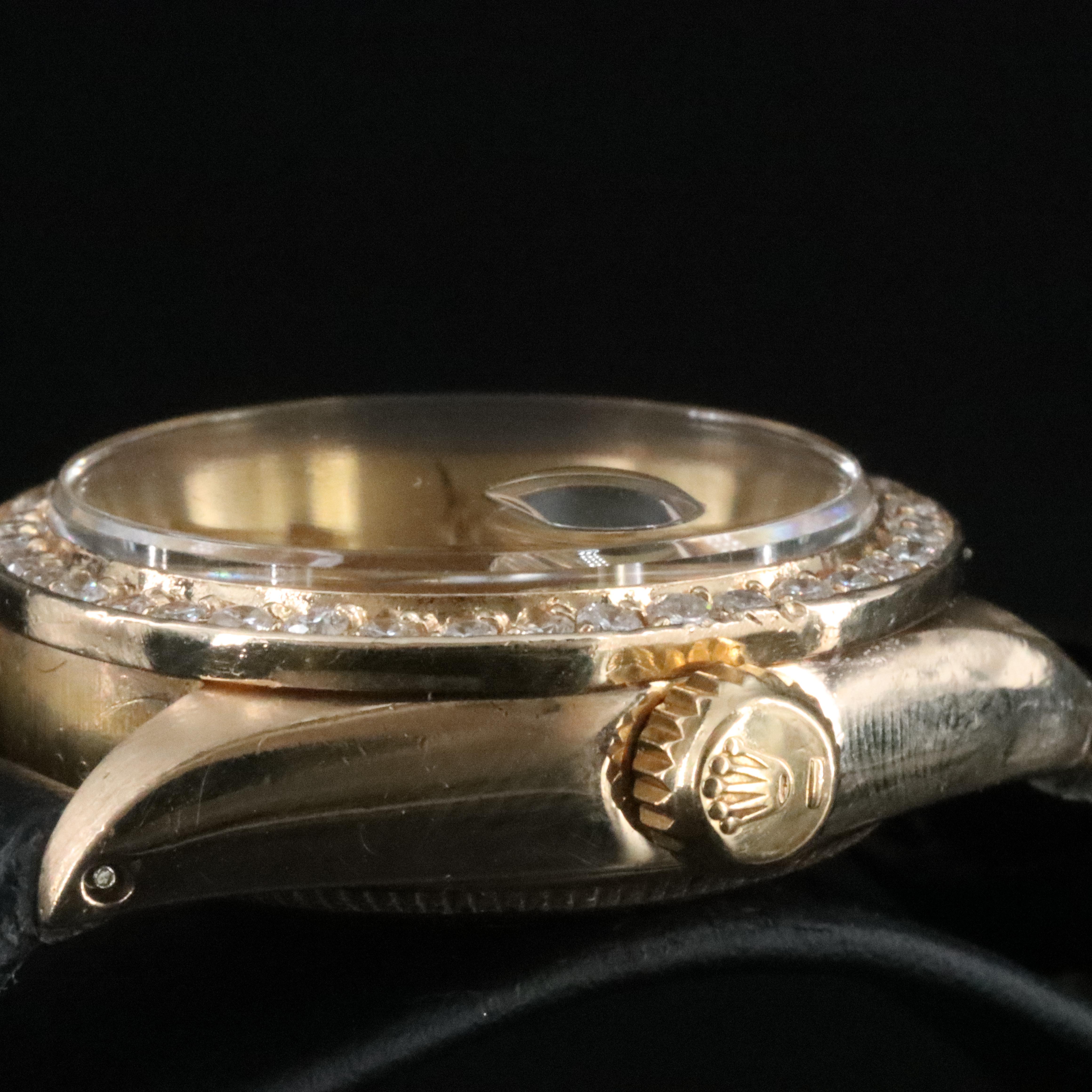 Rolex Datejust 6917 Custom Diamond Bezel 26mm 18K Gold Automatic Watch