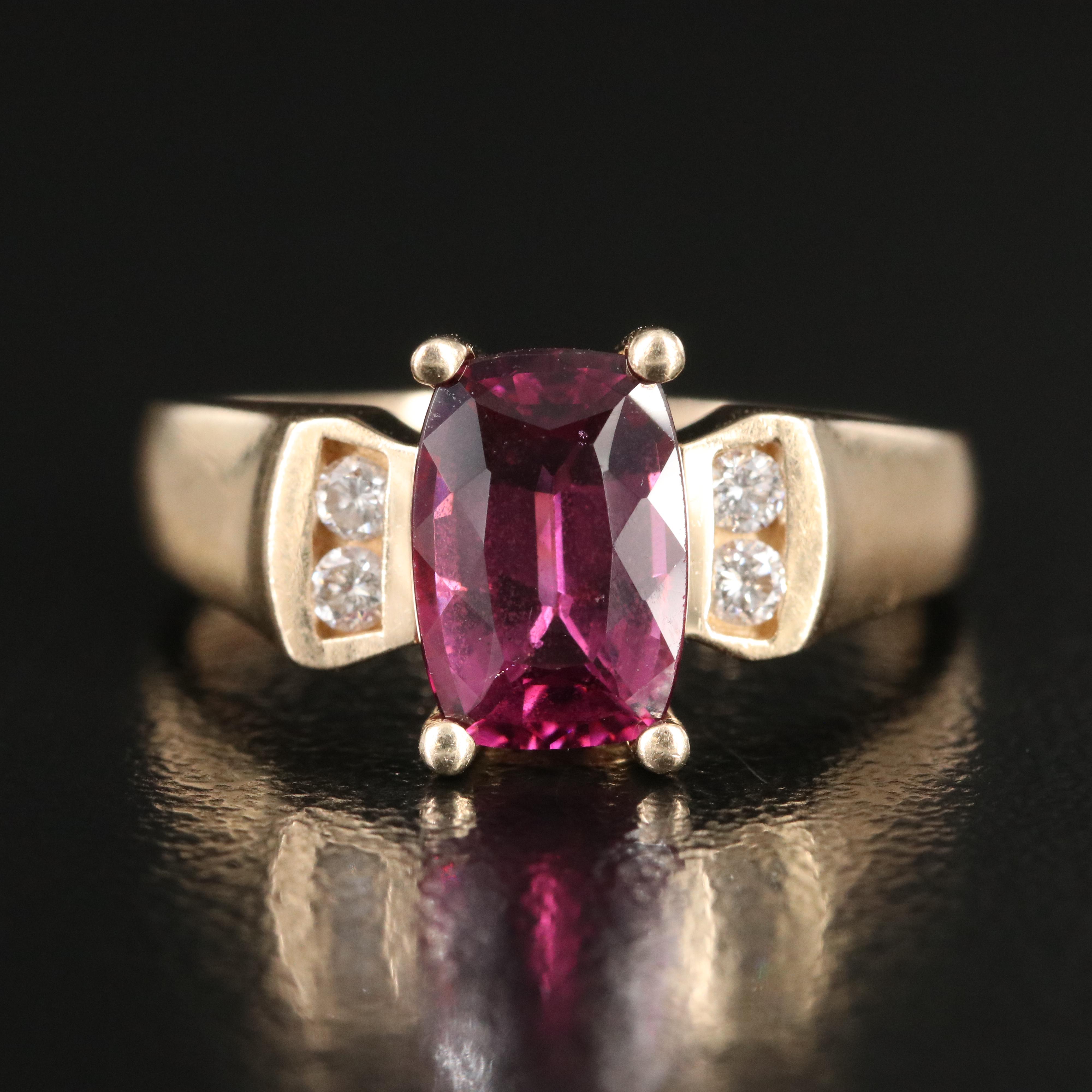 14K Rhodolite Garnet and Diamond Ring