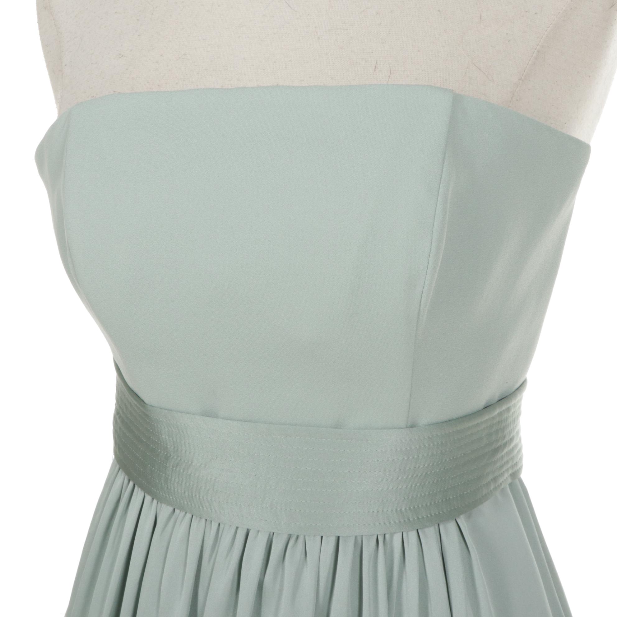 Vera Wang Dusty Sage Strapless Belted Bridesmaid Dress, Size 4