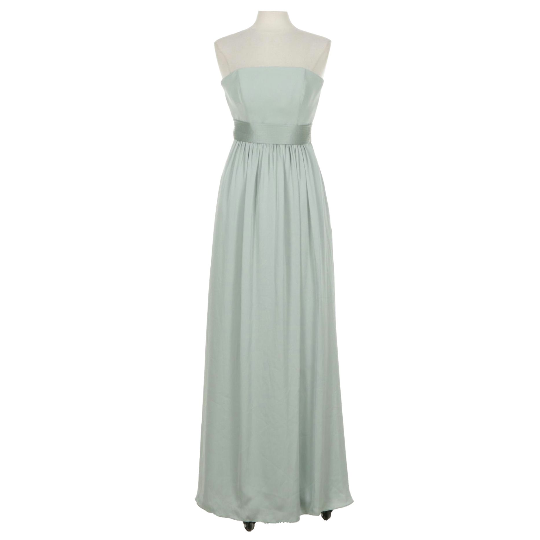 Vera Wang Dusty Sage Strapless Belted Bridesmaid Dress, Size 4
