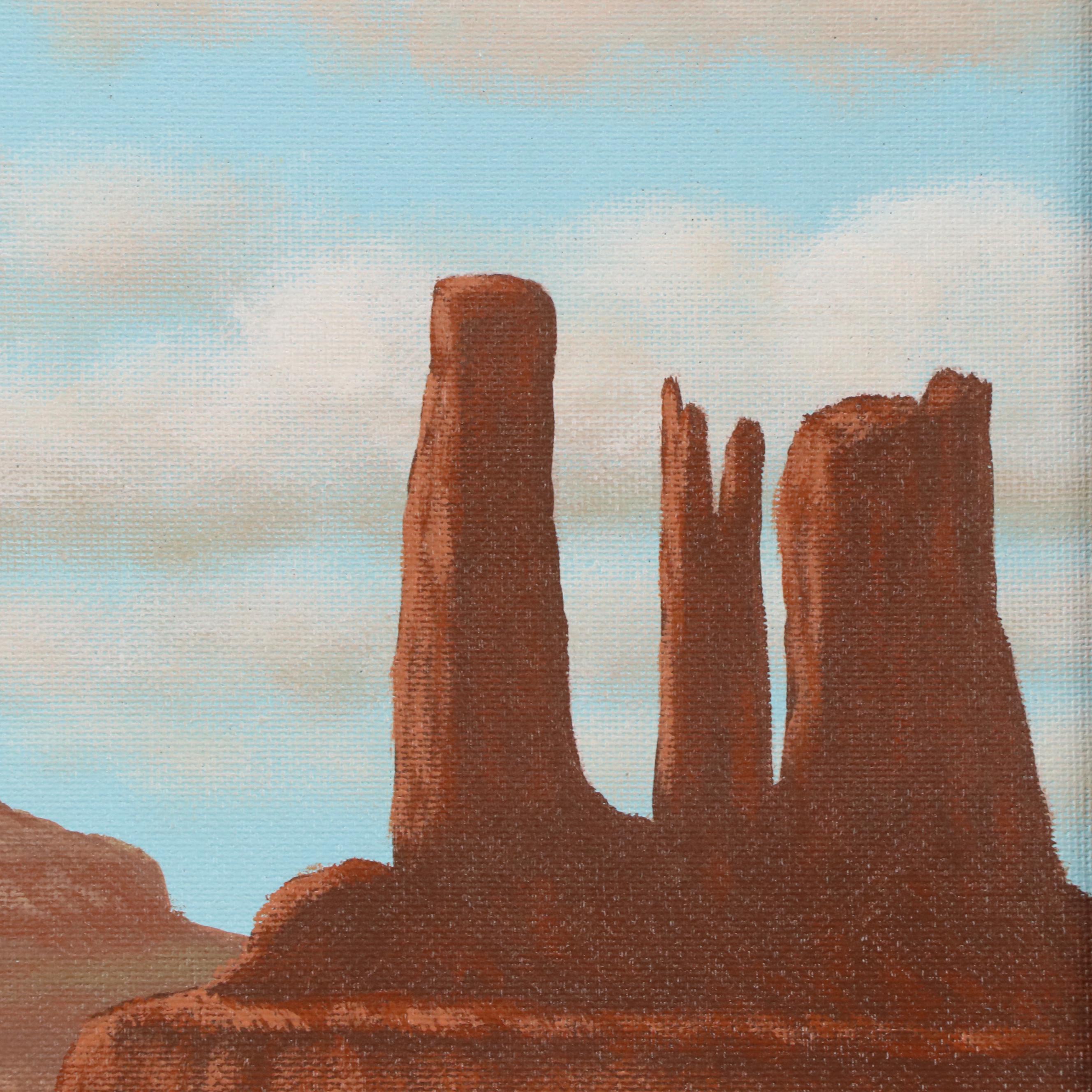 Jimmy Yellowhair Oil Painting With Native American Horseback Rider, 1986