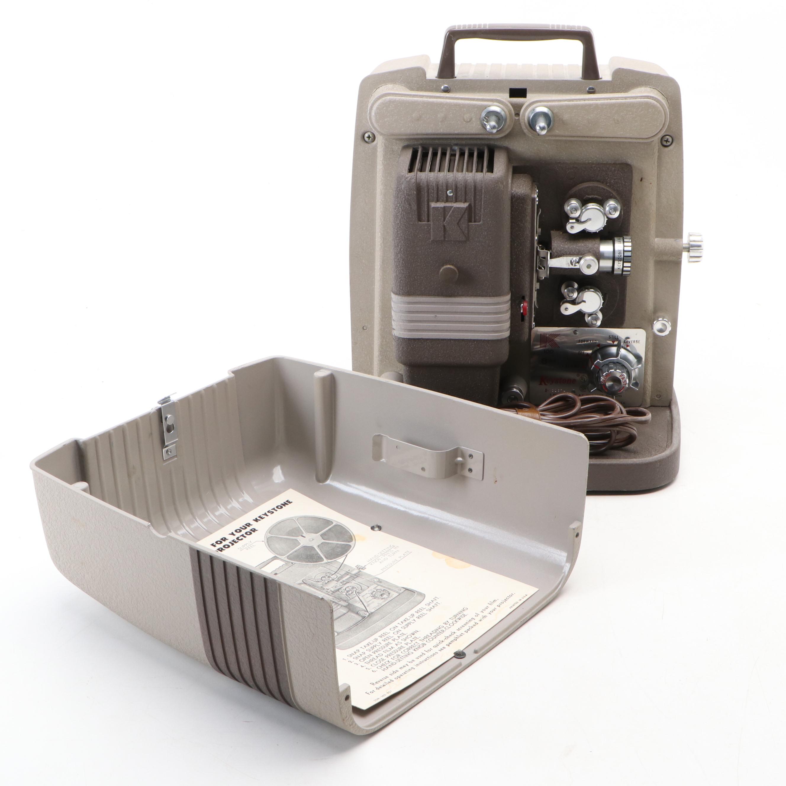Keystone K100 8mm Projector with Carrying Case, Mid-20th Century