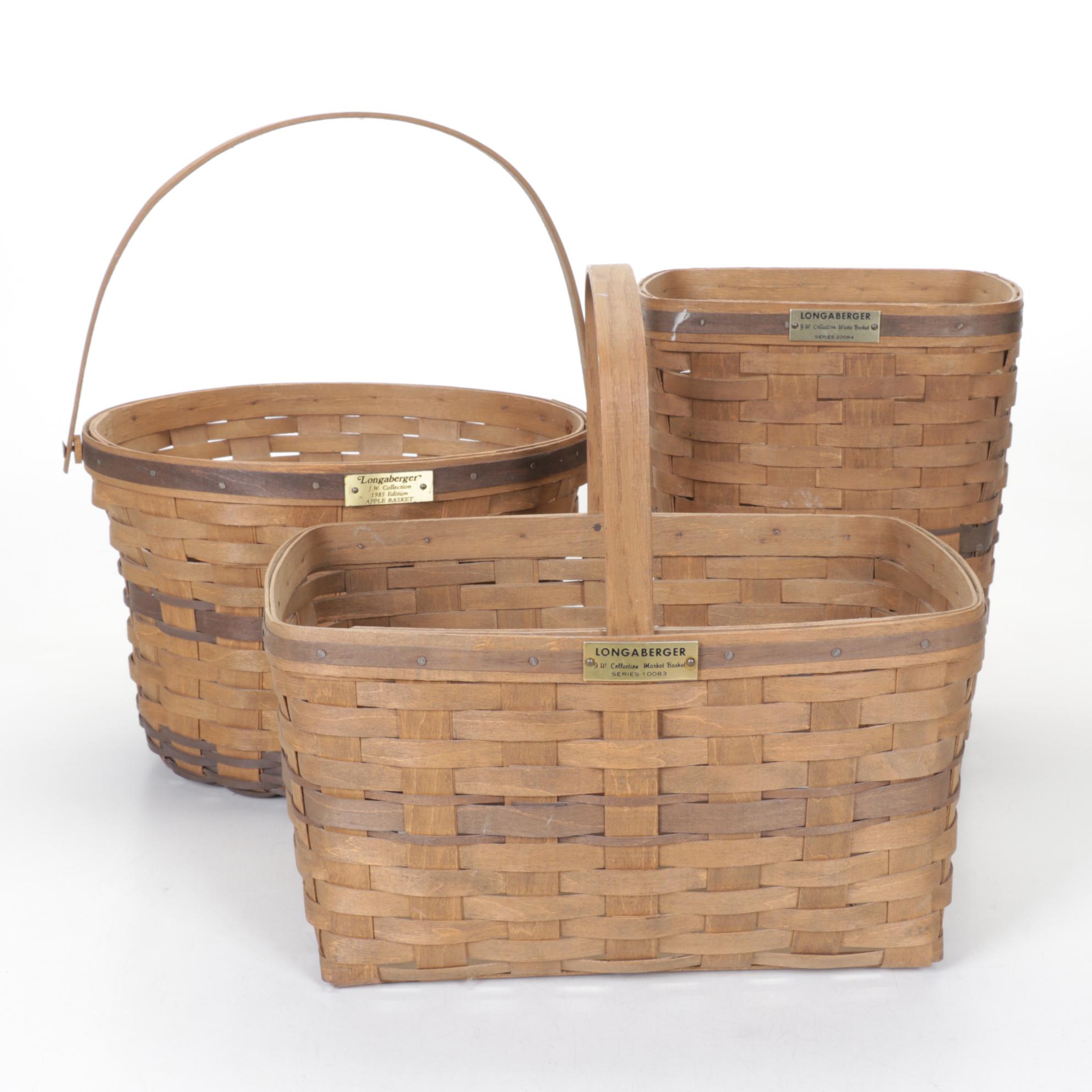 Longaberger J.W. Collection Woven Maple "Waste Basket" Pair with "Apple Basket"
