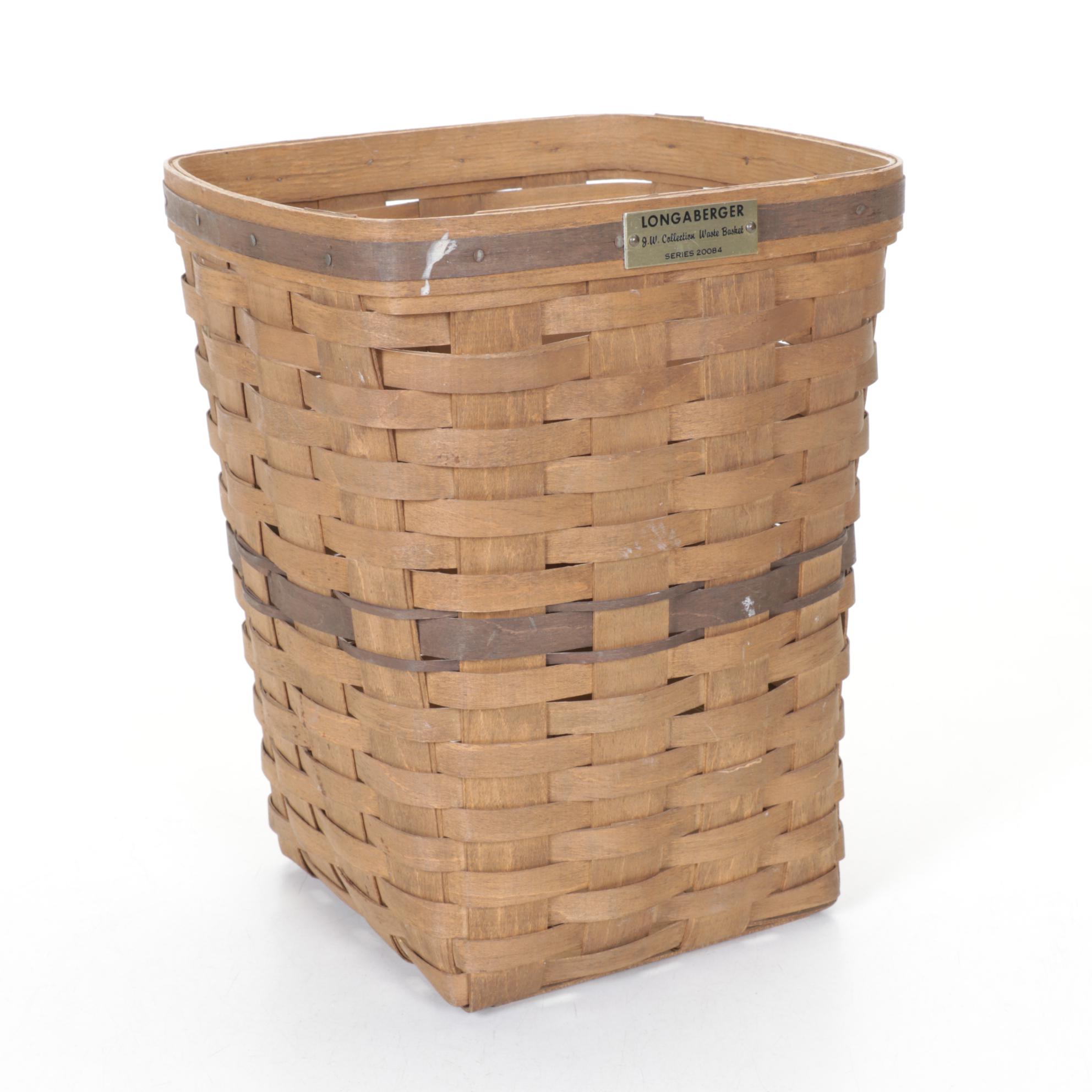 Longaberger J.W. Collection Woven Maple "Waste Basket" Pair with "Apple Basket"
