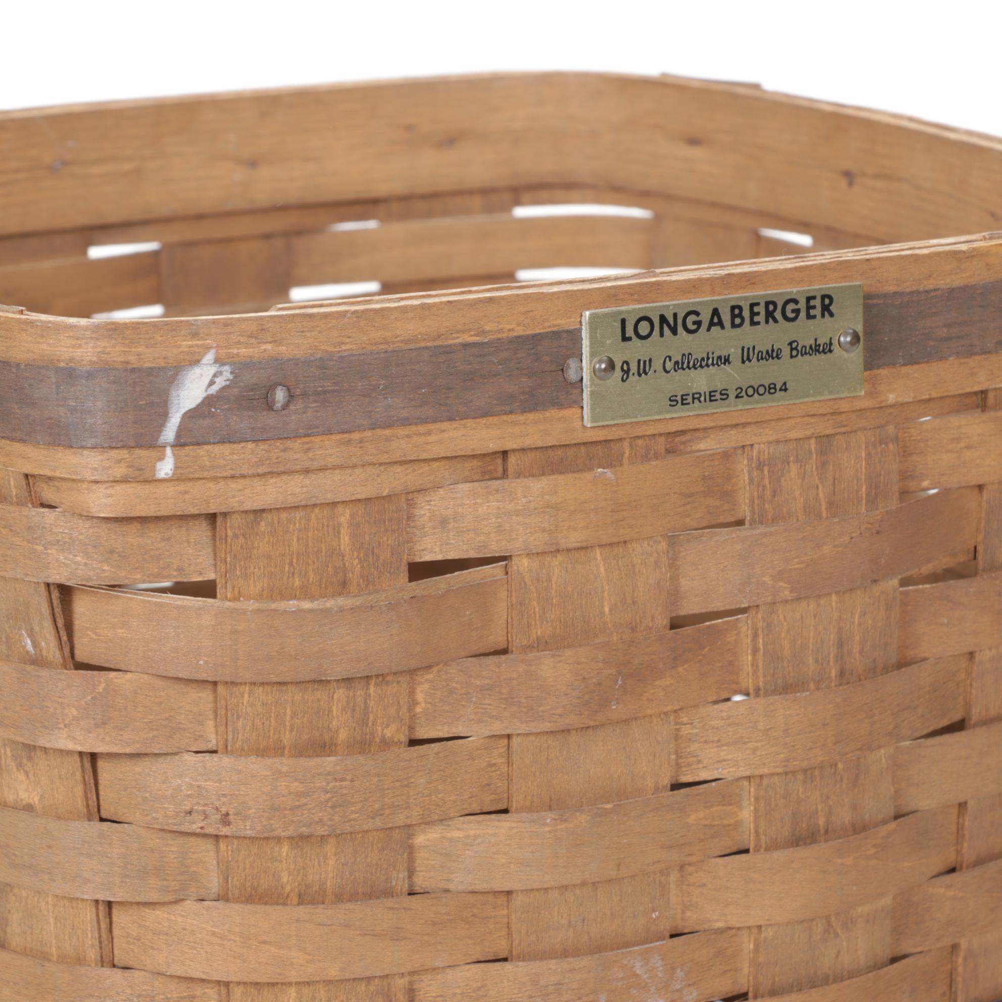 Longaberger J.W. Collection Woven Maple "Waste Basket" Pair with "Apple Basket"