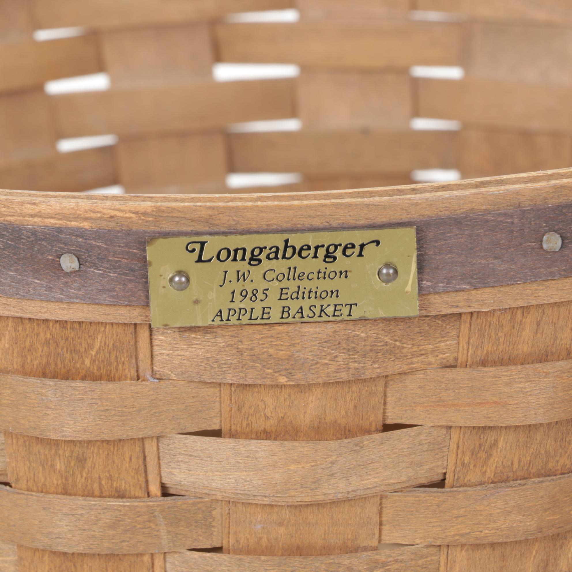 Longaberger J.W. Collection Woven Maple "Waste Basket" Pair with "Apple Basket"