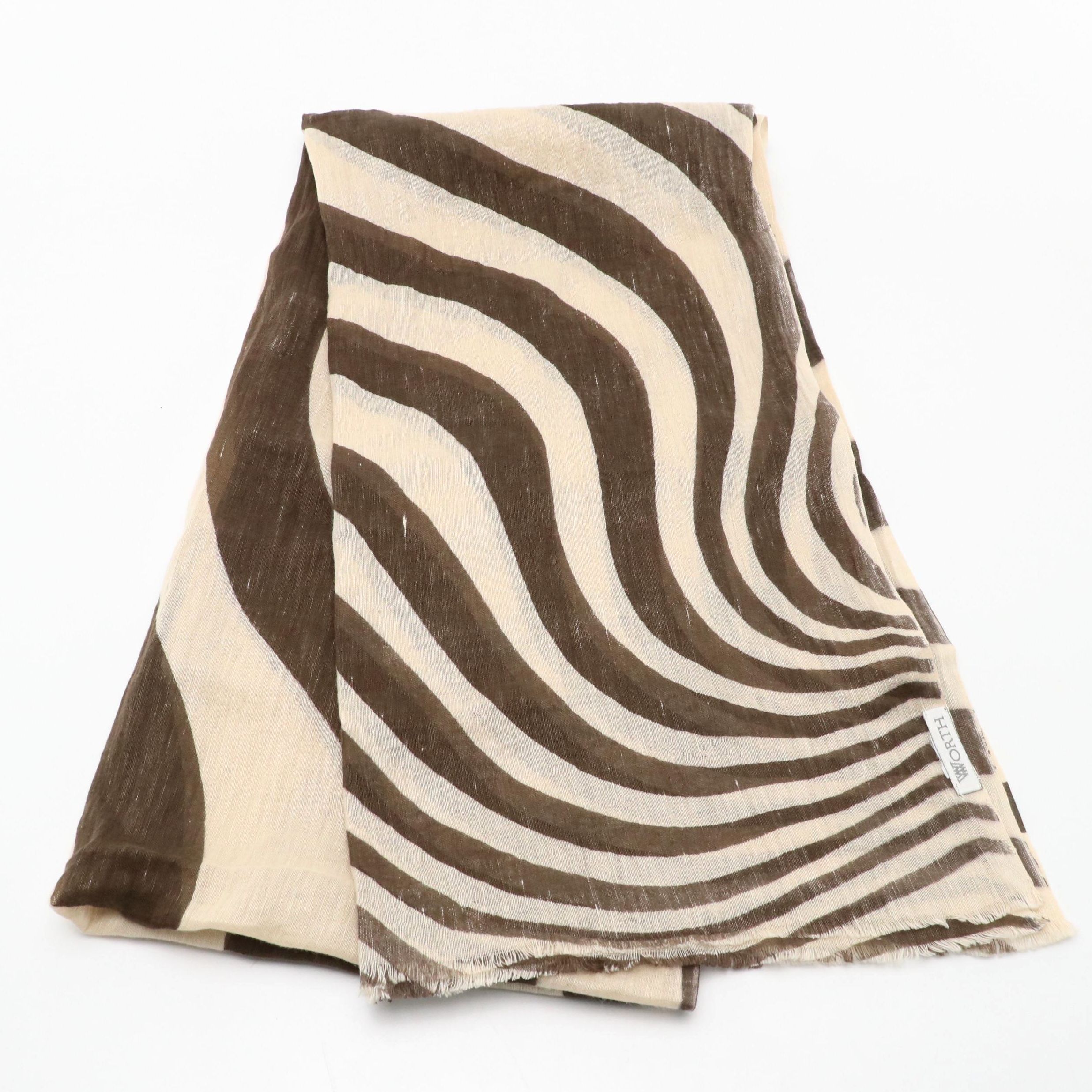 Worth Swirl Print Cotton/Linen Scarf