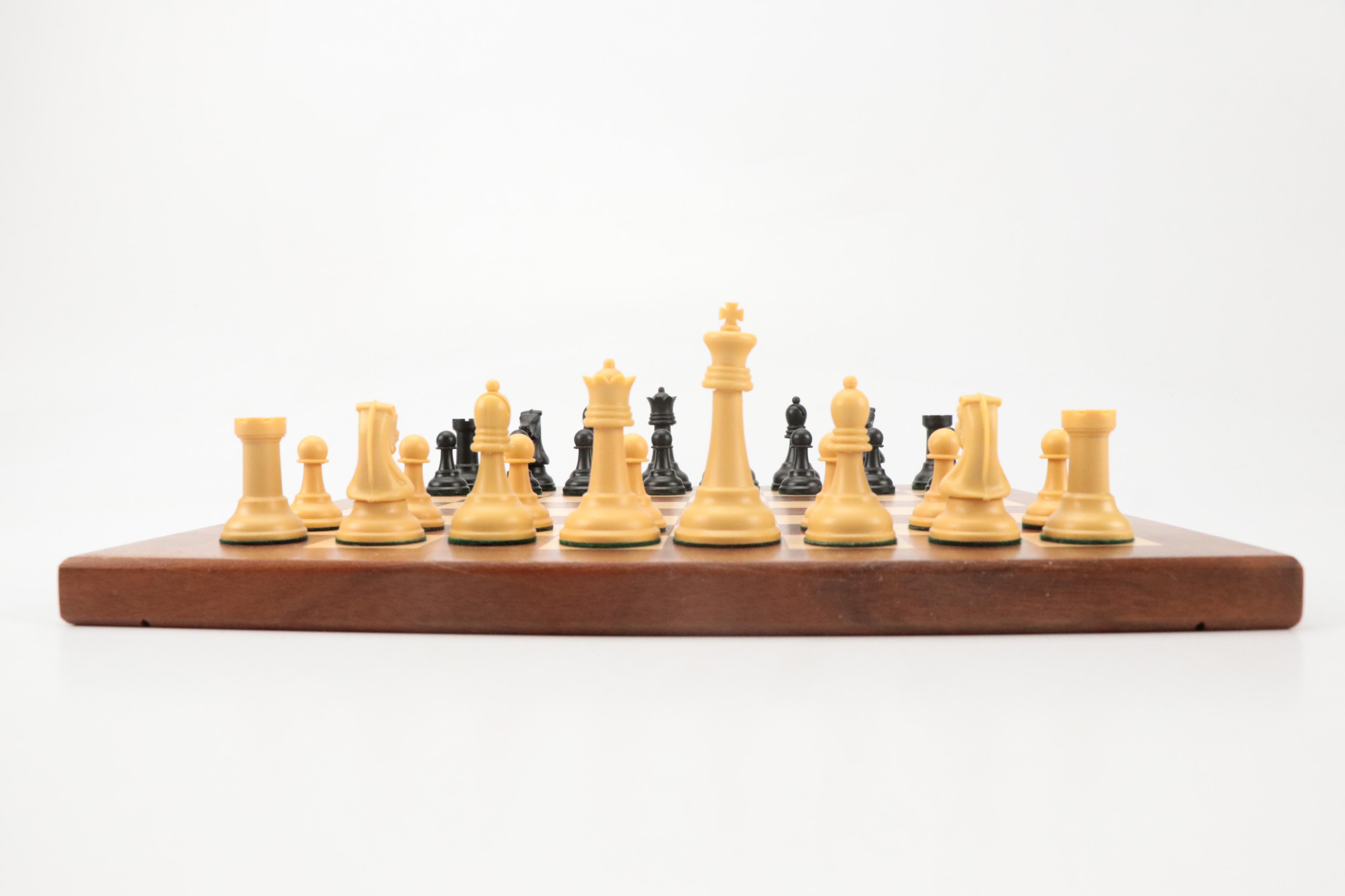 Wood Marquetry Chess Board with Resin Pieces