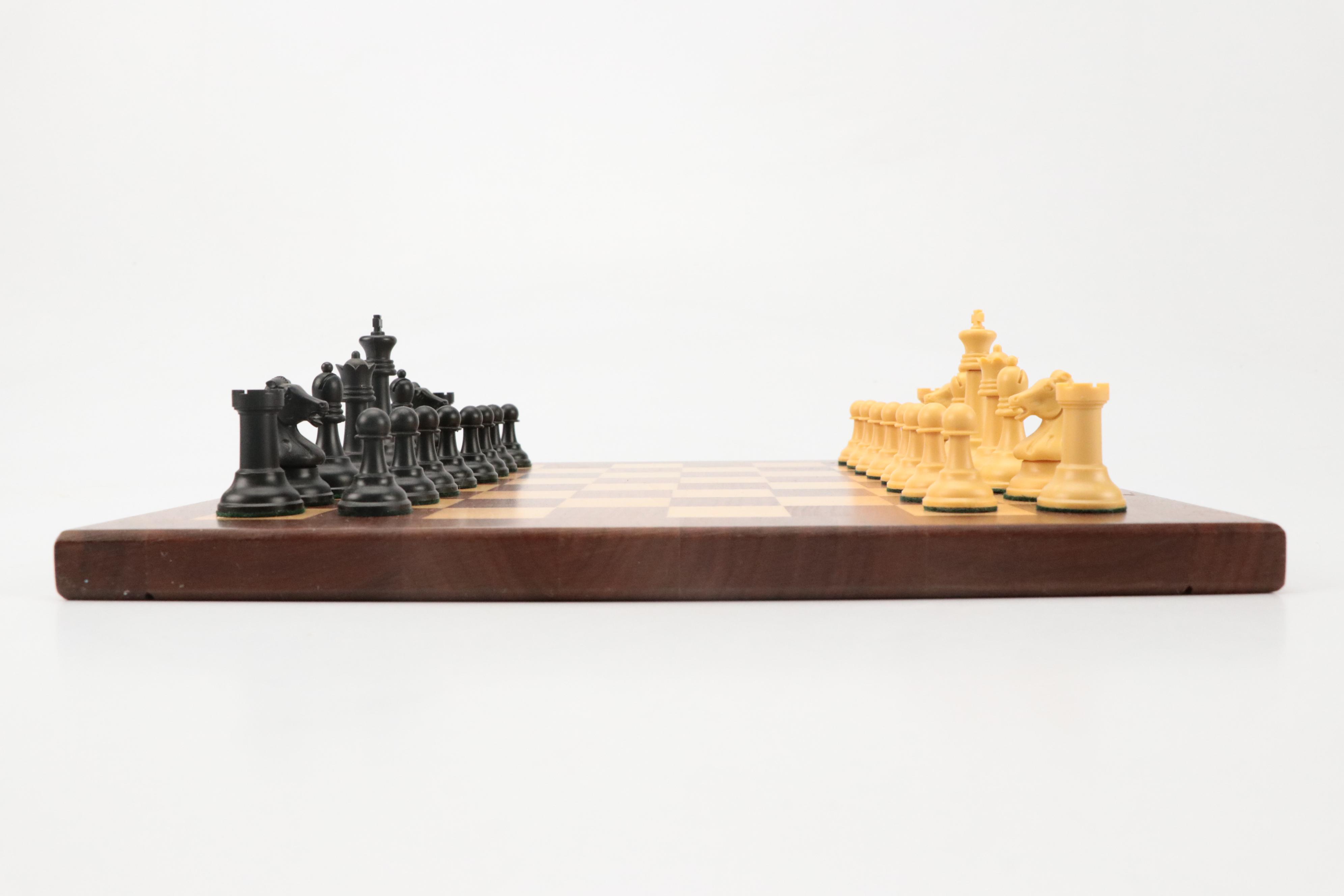 Wood Marquetry Chess Board with Resin Pieces