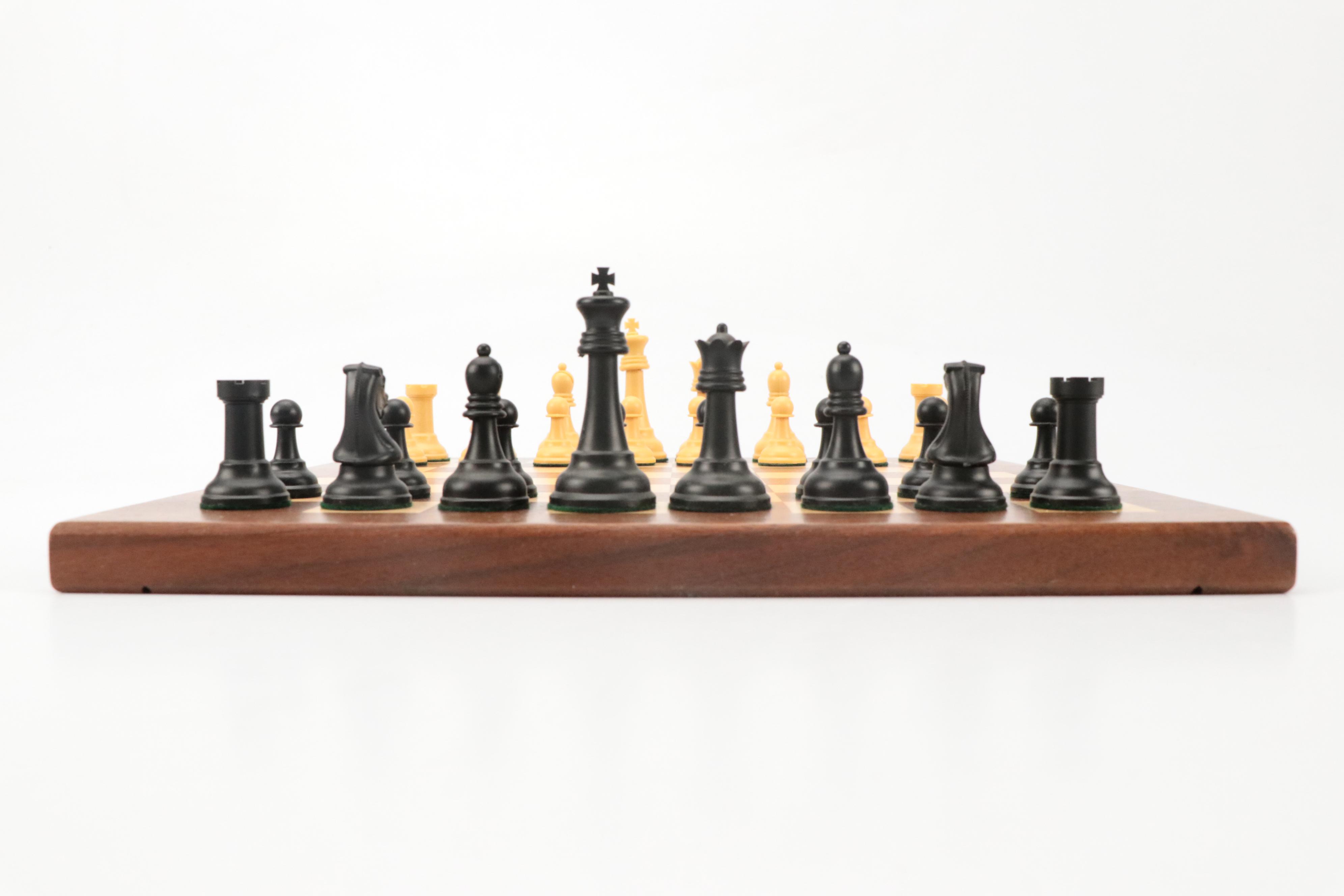 Wood Marquetry Chess Board with Resin Pieces