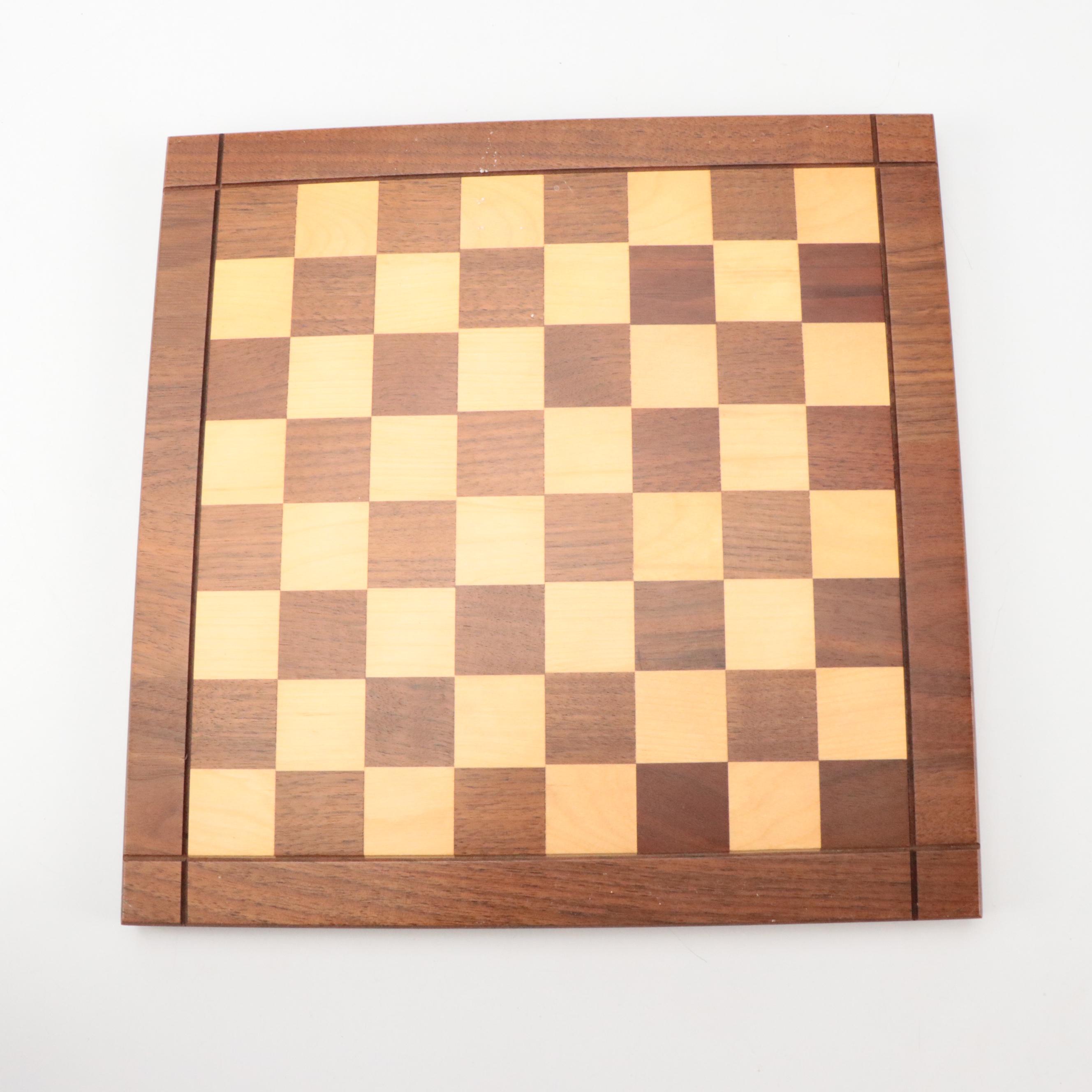 Wood Marquetry Chess Board with Resin Pieces