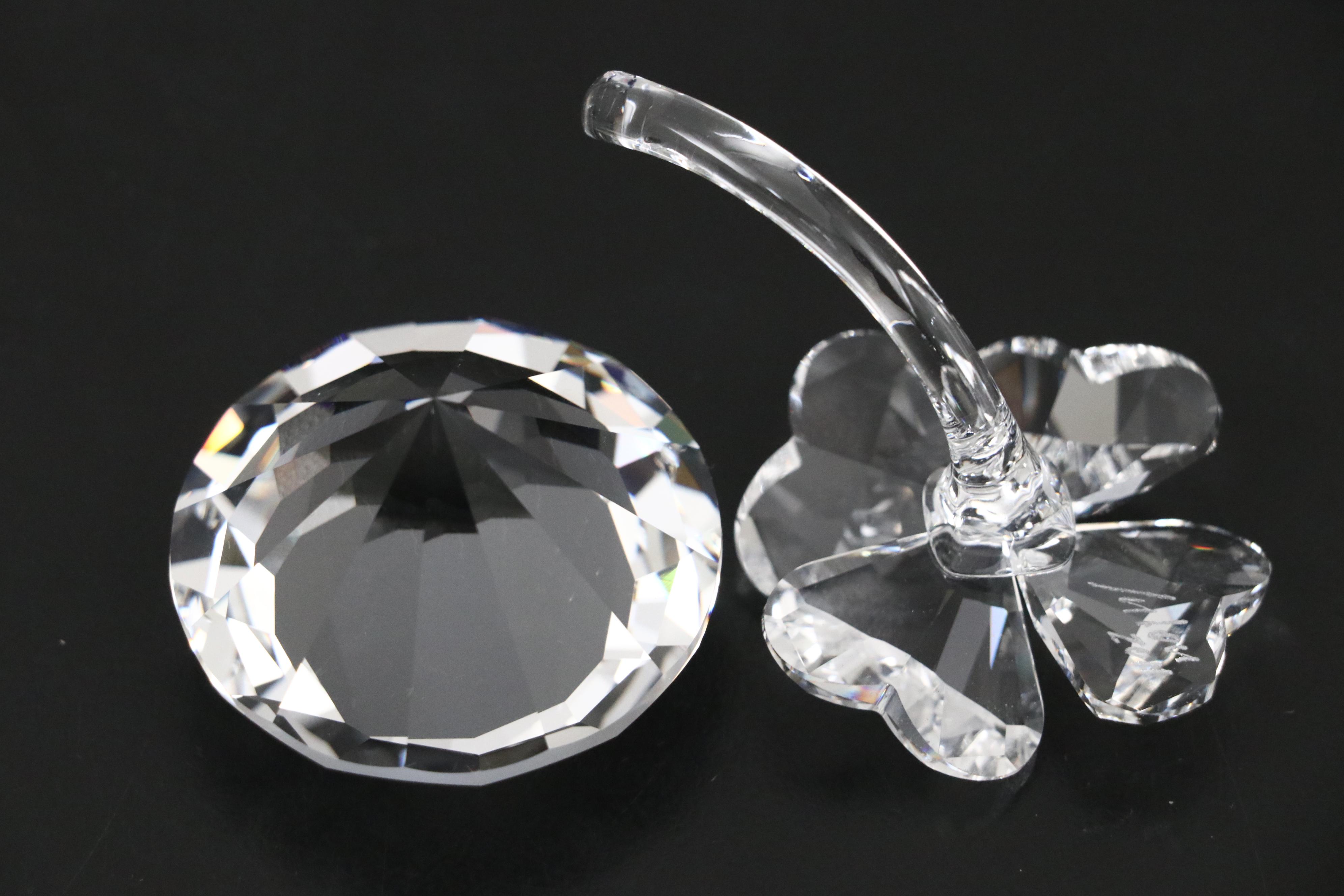 Swarovski Crystal Four Leaf Clover, Diamond, Faux Pearl Necklace and Earrings