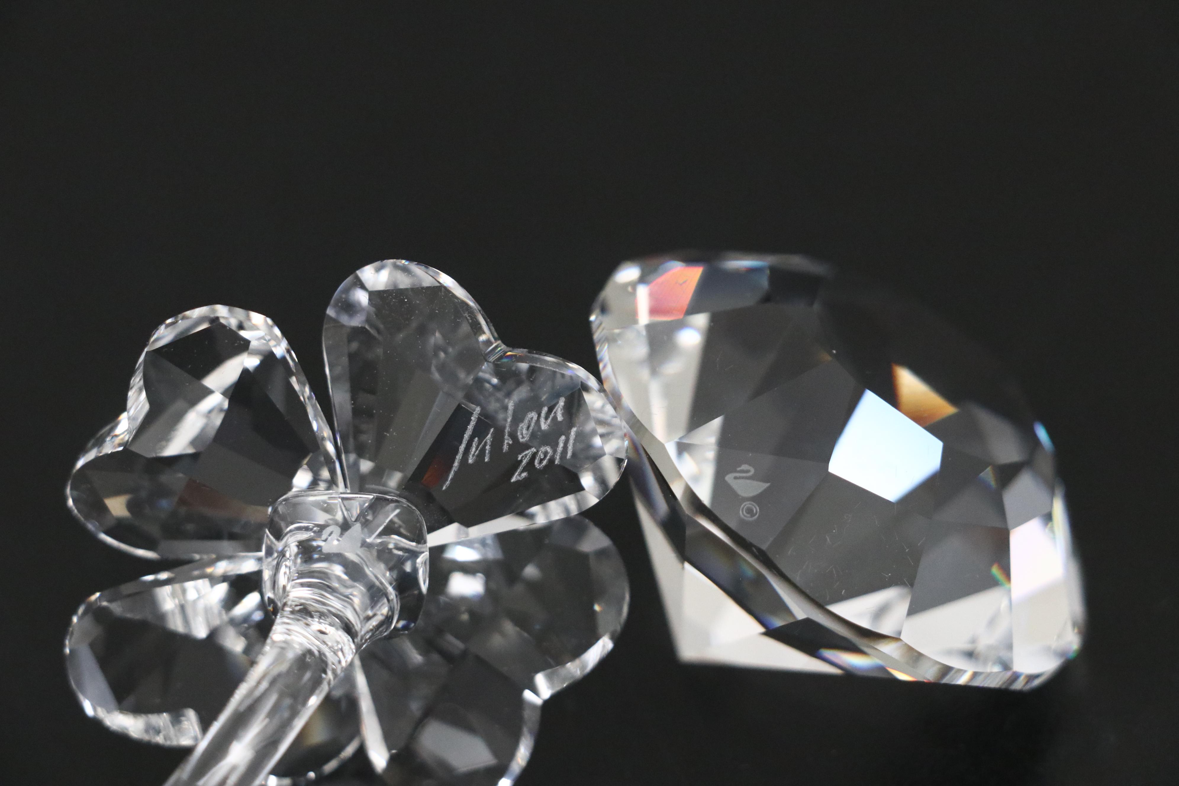 Swarovski Crystal Four Leaf Clover, Diamond, Faux Pearl Necklace and Earrings