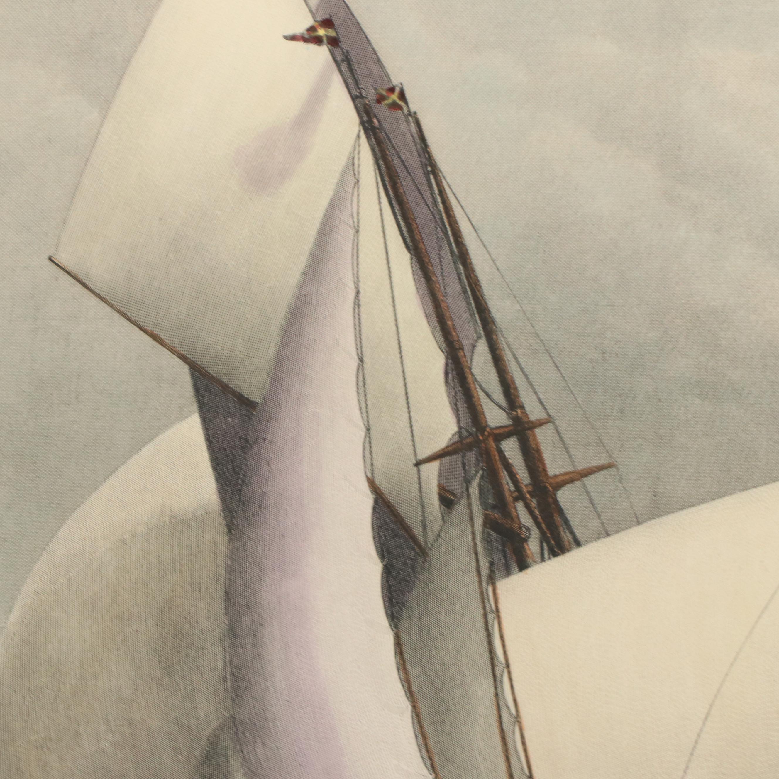 Hand-Colored Engraving After Julian Oliver Davidson "A Winning Yacht"