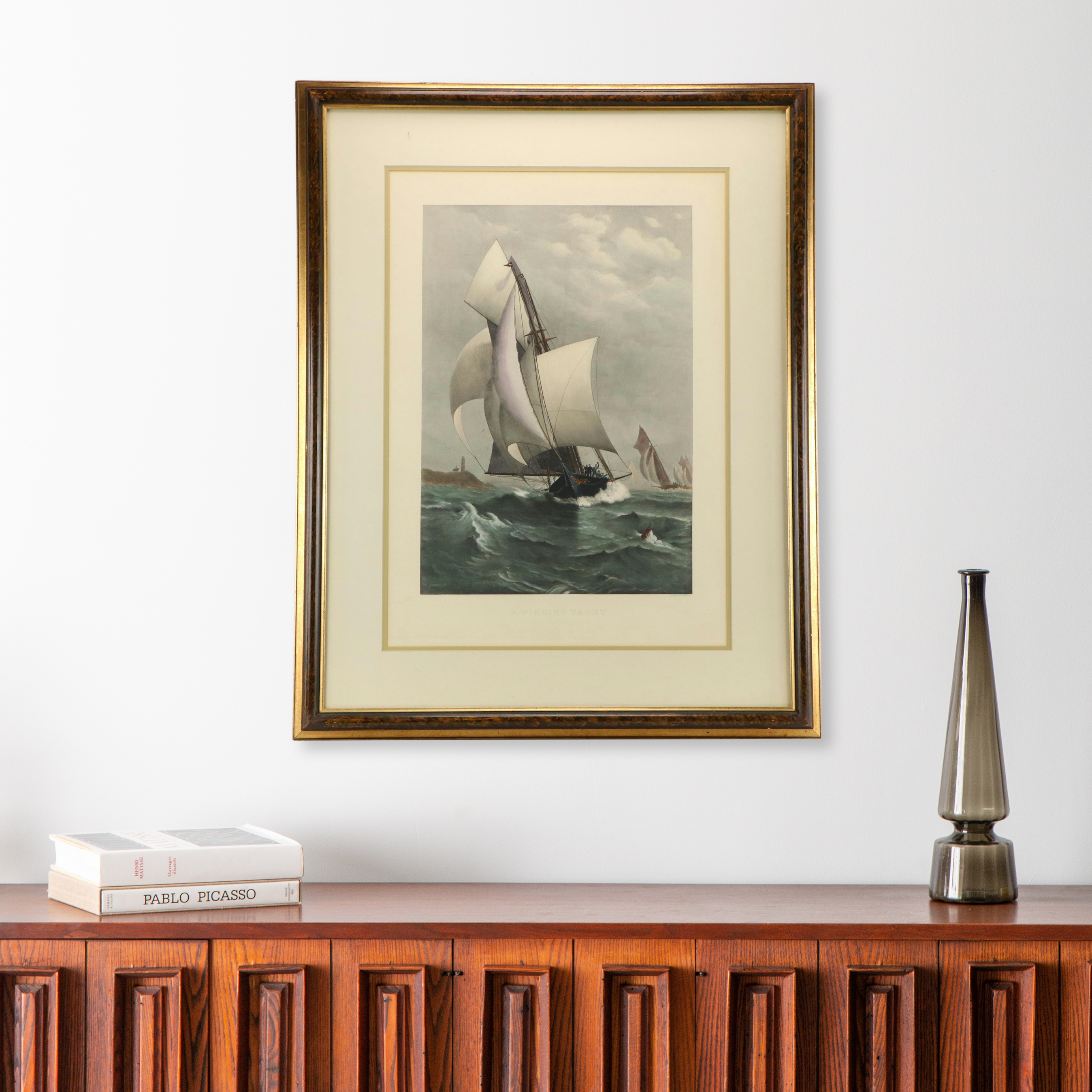 Hand-Colored Engraving After Julian Oliver Davidson "A Winning Yacht"