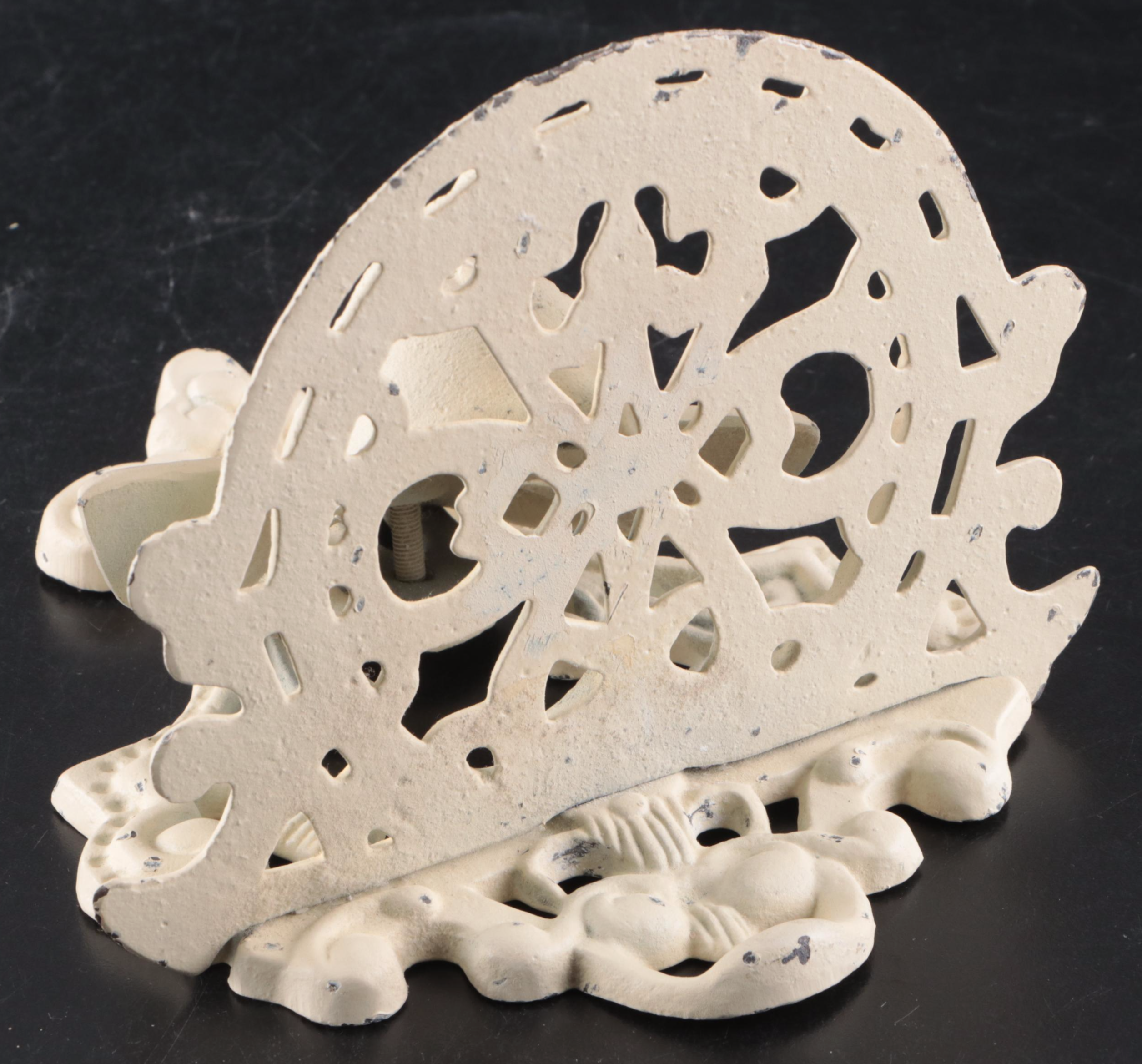 Baroque Style Cast Iron Wall Sculpture with Cherub Motif Cast Iron Wall Shelf