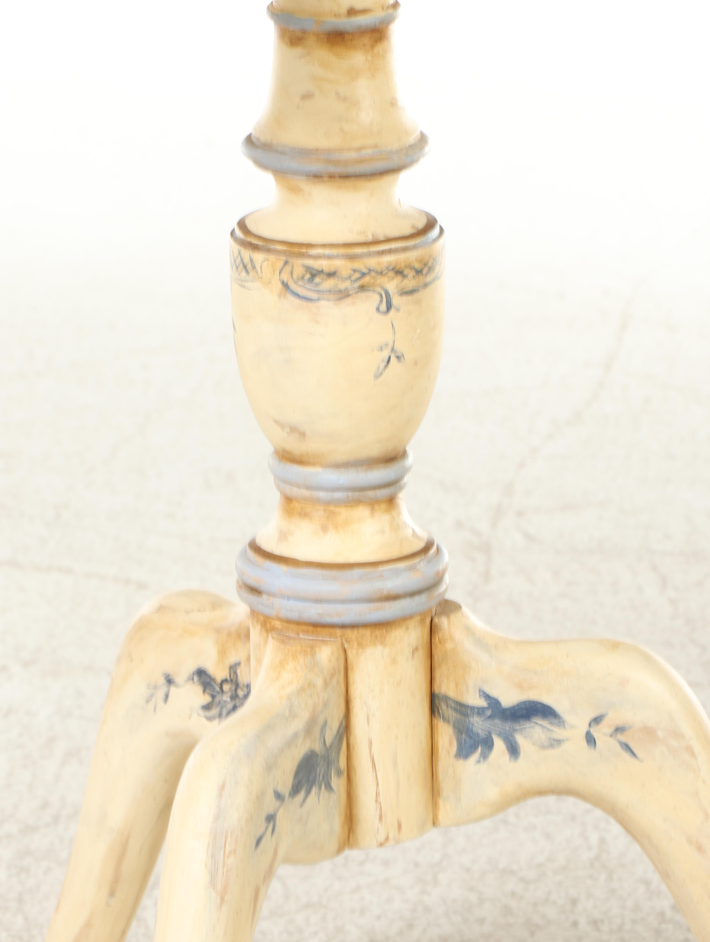 Habersham Queen Anne Style Hand-Painted Tilt-Top Tea Table, signed "C. Miller"