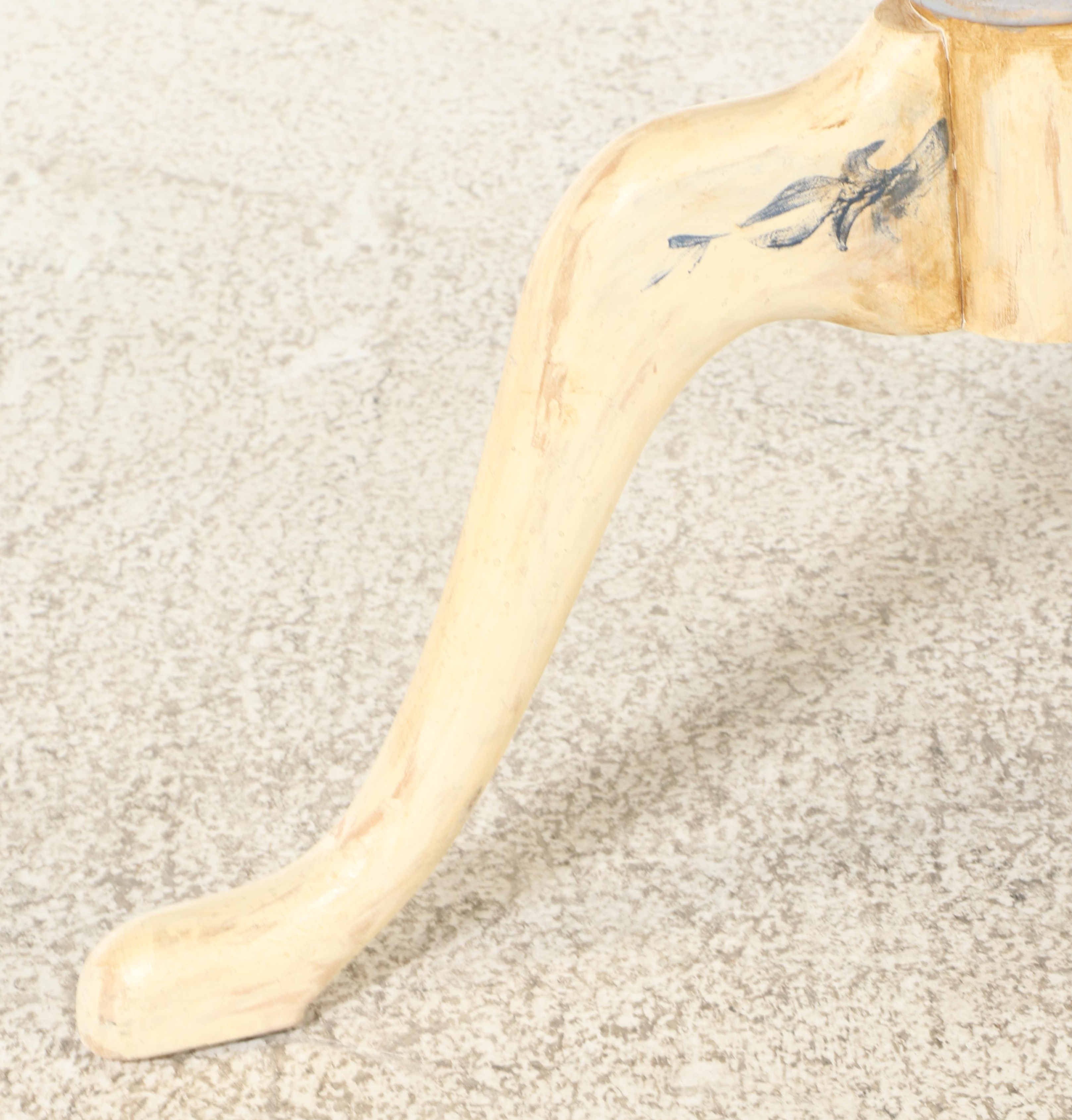 Habersham Queen Anne Style Hand-Painted Tilt-Top Tea Table, signed "C. Miller"