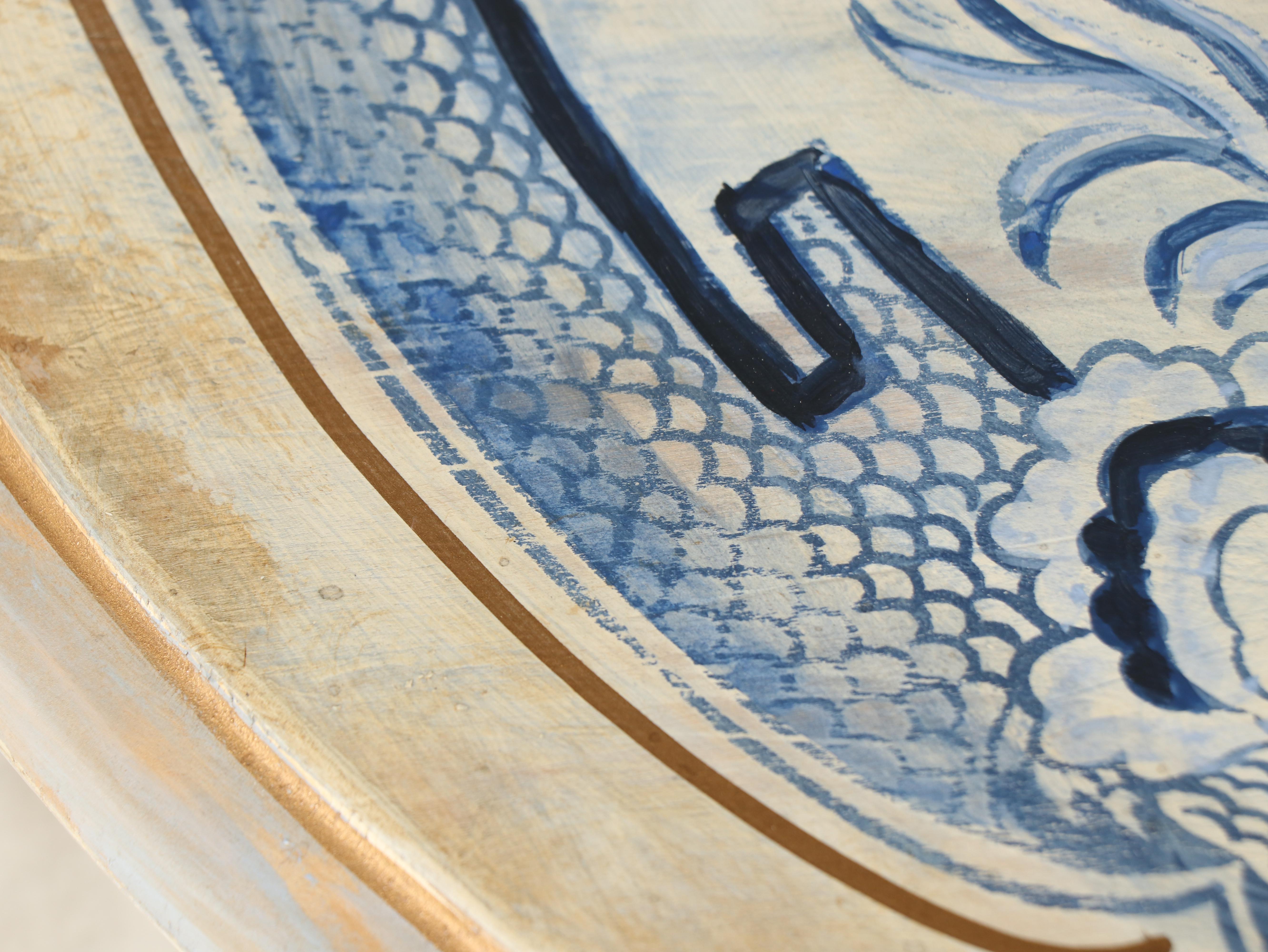 Habersham Queen Anne Style Hand-Painted Tilt-Top Tea Table, signed "C. Miller"