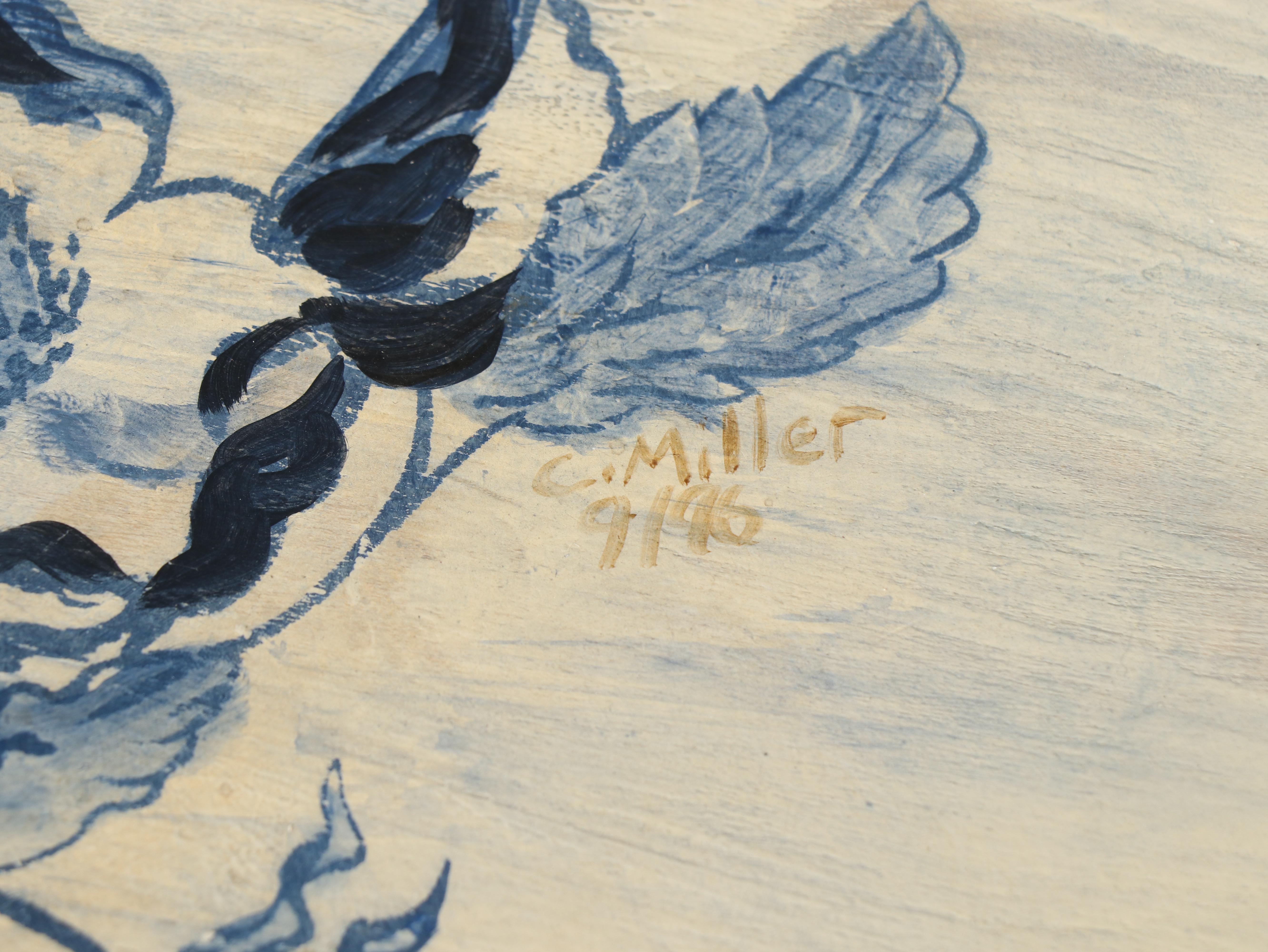 Habersham Queen Anne Style Hand-Painted Tilt-Top Tea Table, signed "C. Miller"