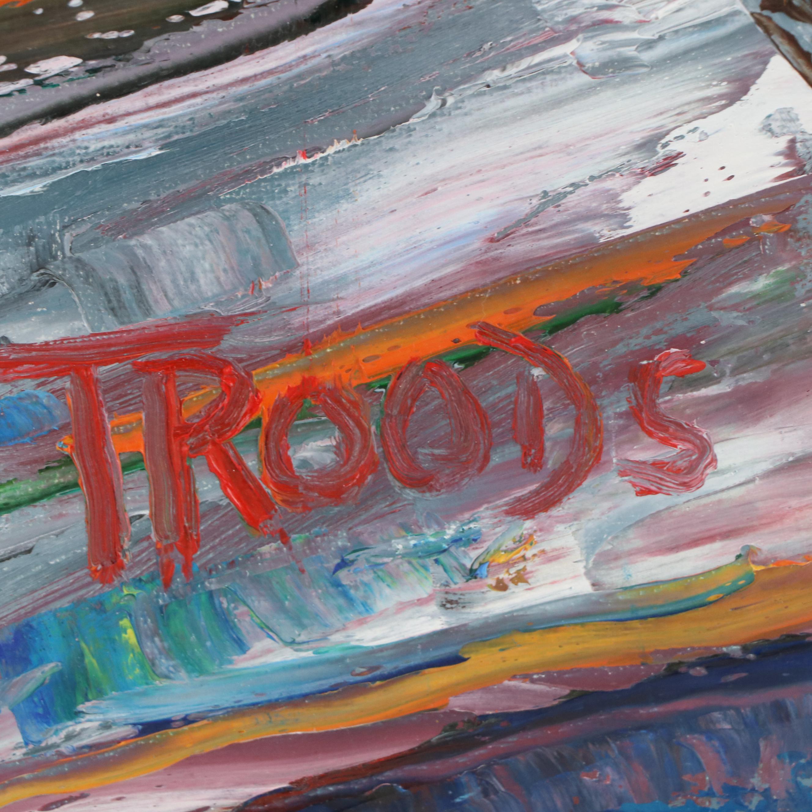 Patricia "Troods" Nolan-Brown Stylized Oil Painting "Bird on Deck," 2021