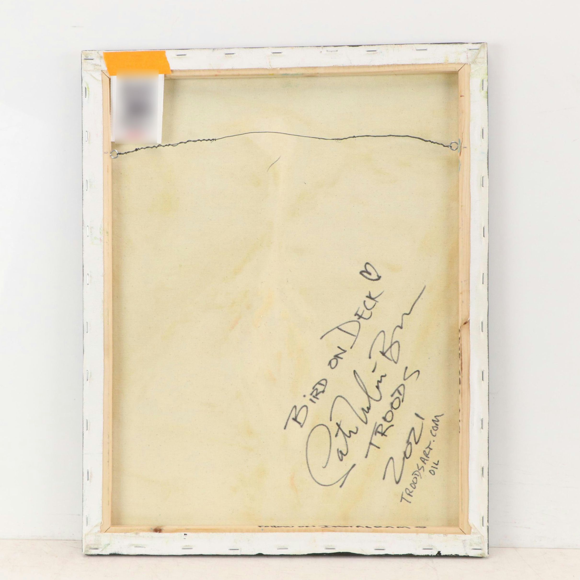 Patricia "Troods" Nolan-Brown Stylized Oil Painting "Bird on Deck," 2021