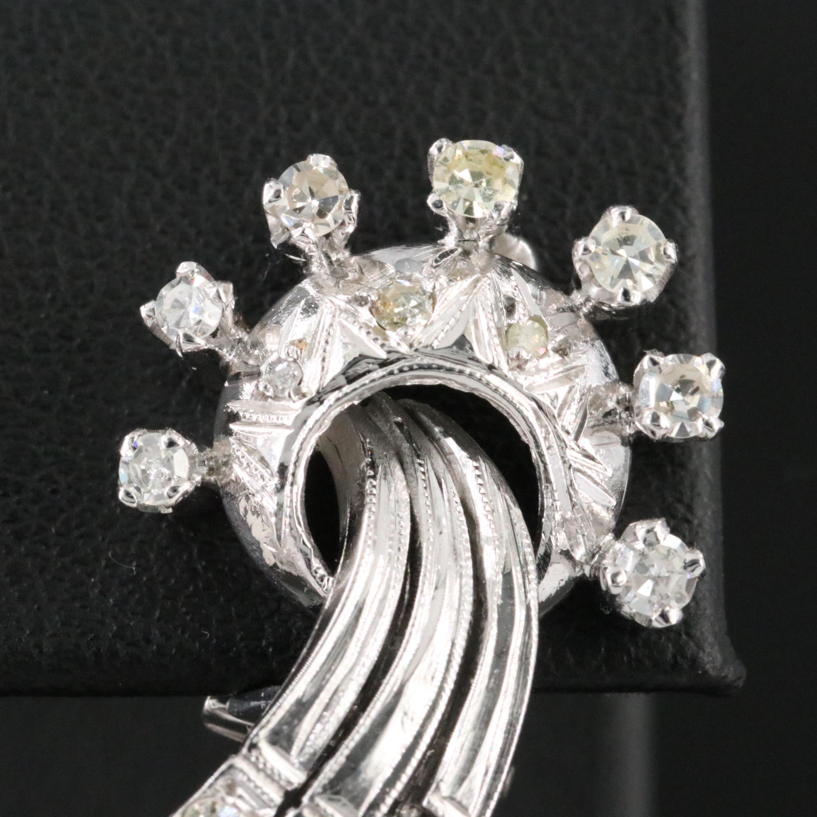 1950s Platinum Palladium and 1.05 CTW Diamond Waterfall Clip Earrings