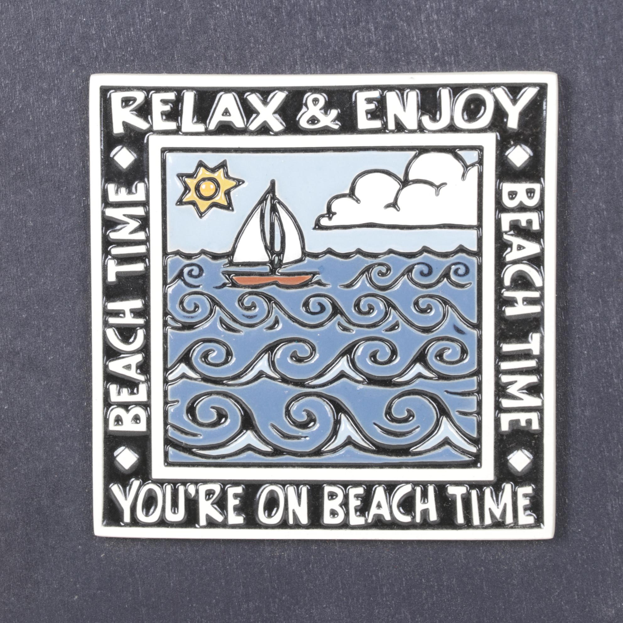 Spooner Creek Macone Clay Tile "Beach Time" Wall Clock