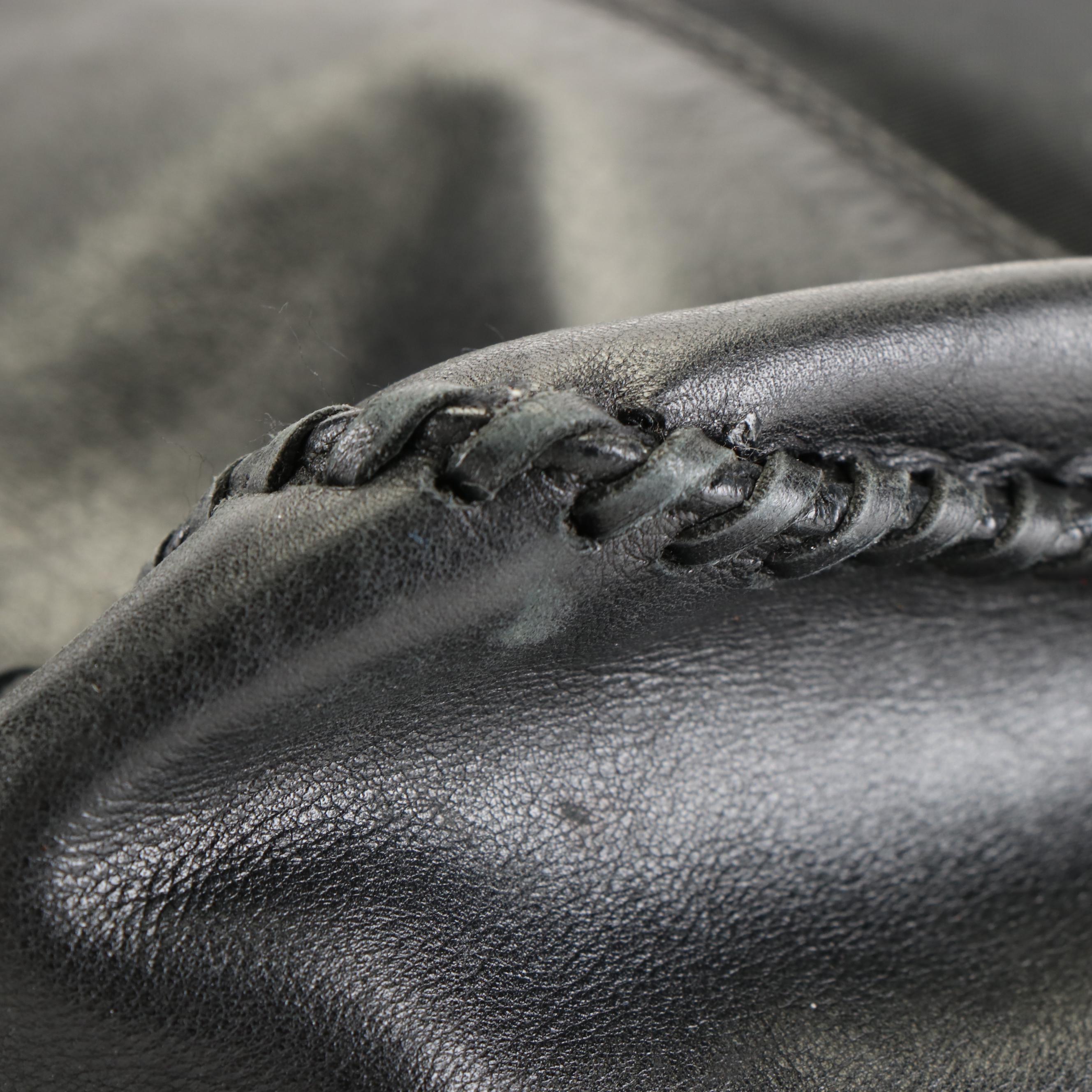 Prada Shoulder Tote Bag in Black Tessuto Nylon and Calfskin Leather