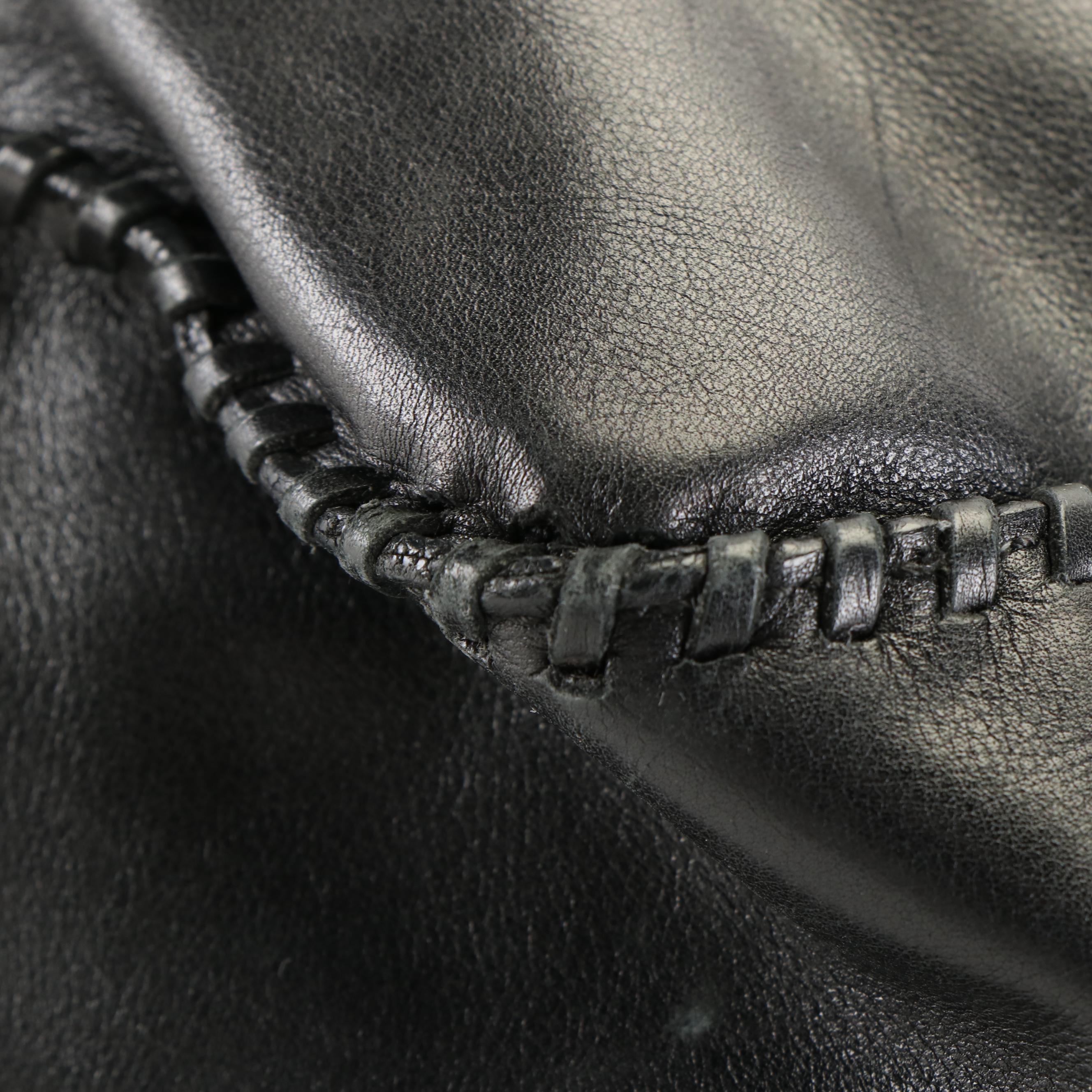 Prada Shoulder Tote Bag in Black Tessuto Nylon and Calfskin Leather