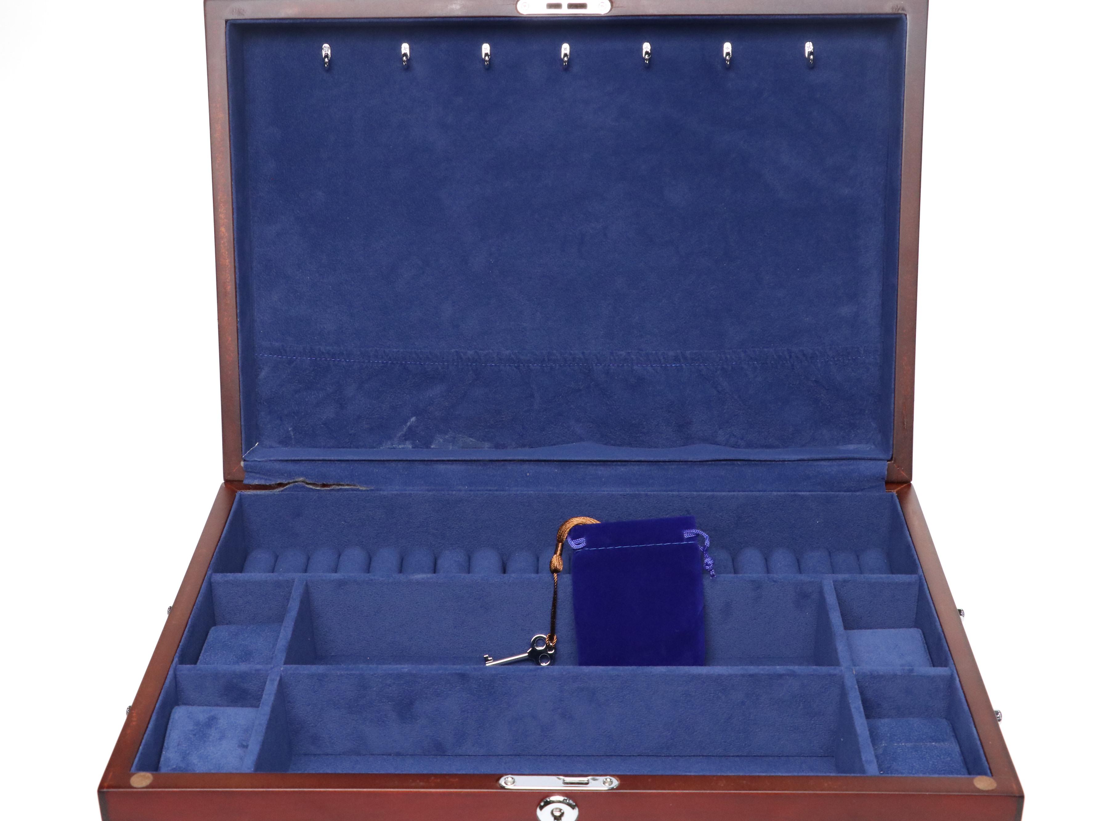 Jere Satin Cherry Finish Jewelry Chest with Chrome Hardware