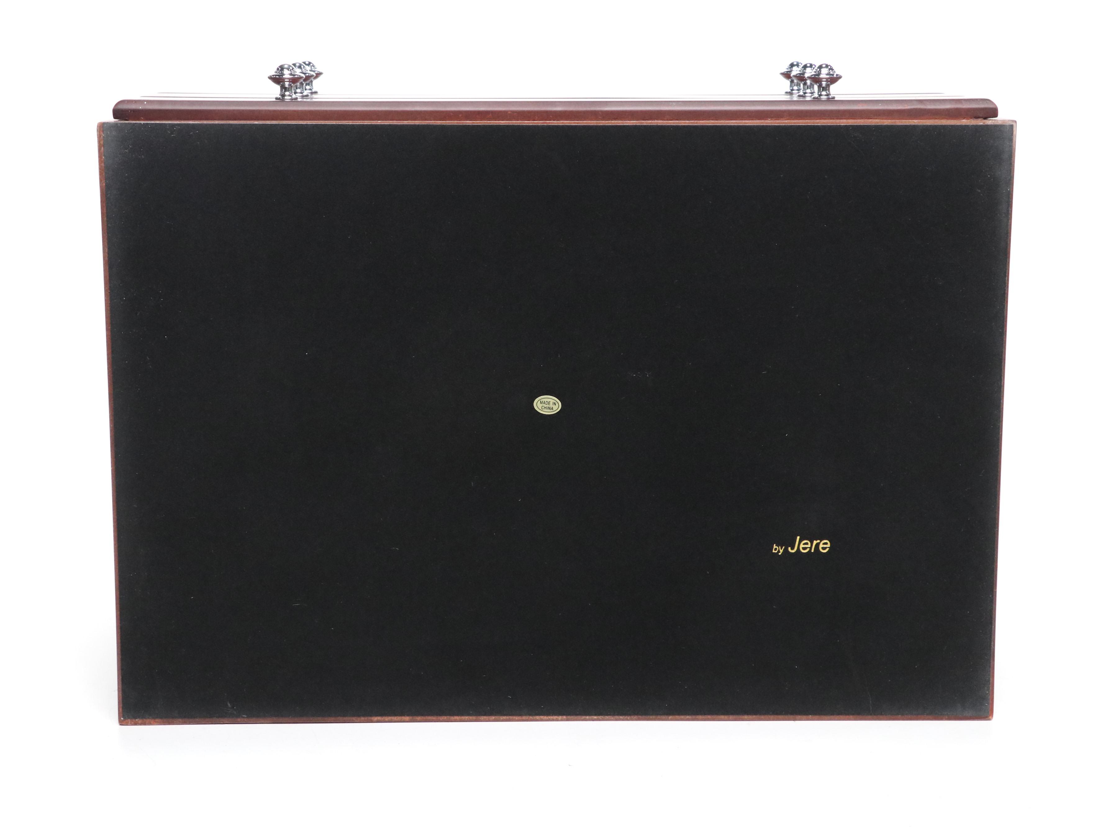 Jere Satin Cherry Finish Jewelry Chest with Chrome Hardware