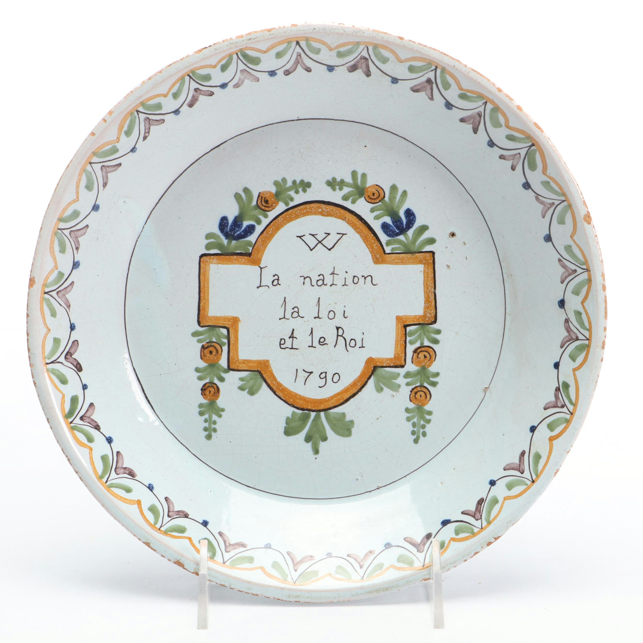 French Nevers "Faïence Patriotique" Plate