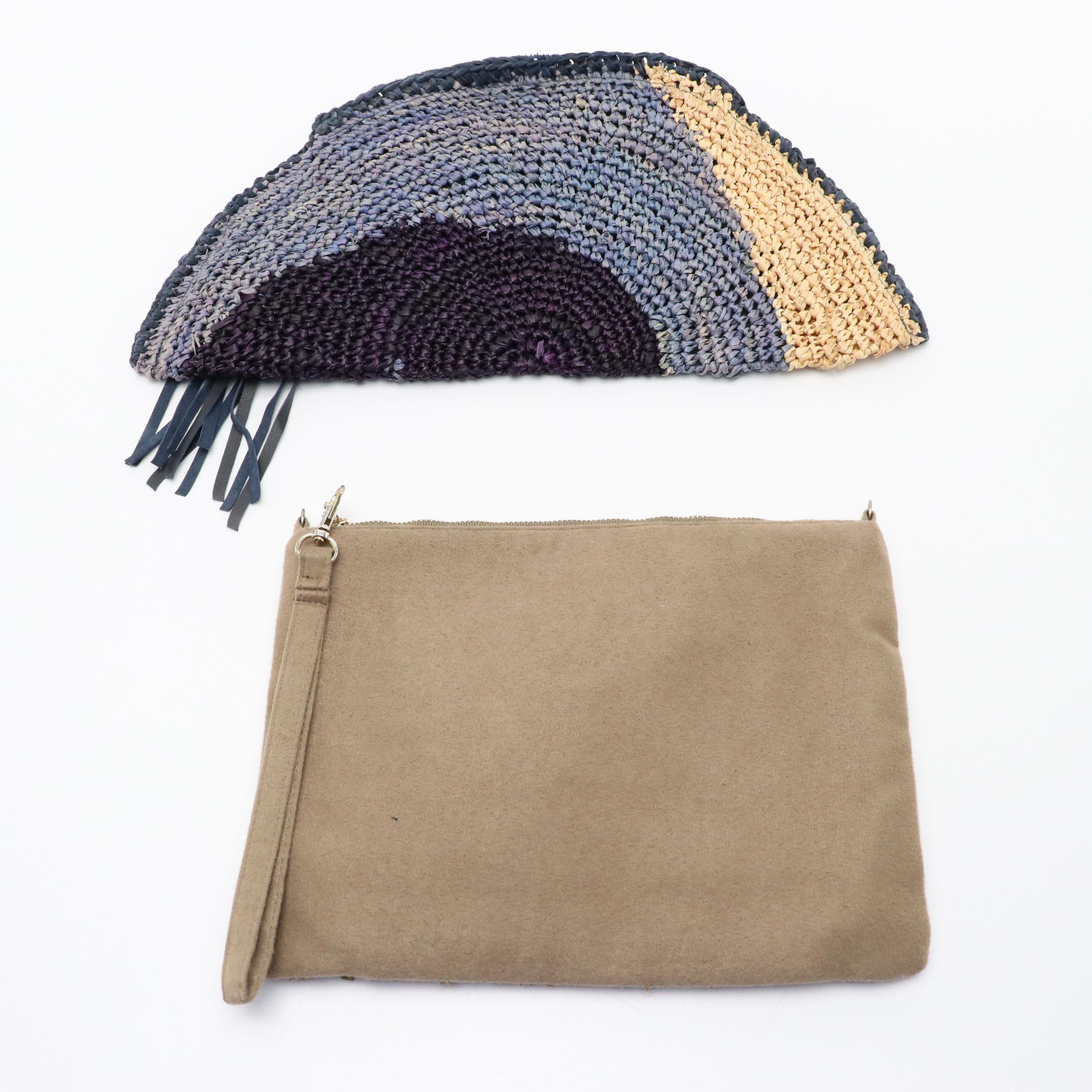 Tommy Bahama Woven Raffia/Suede Clutch with Other Beaded Two-Way Bags